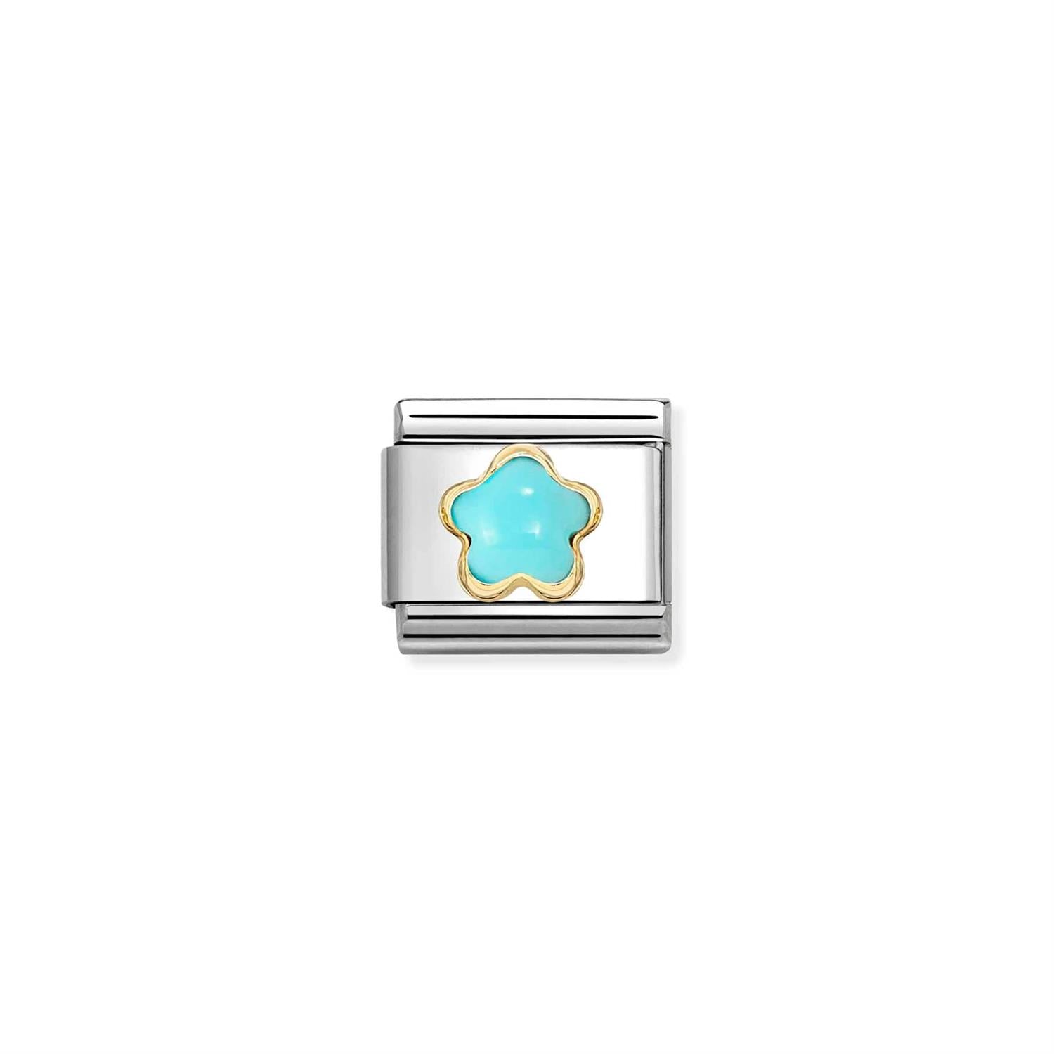 Flower Stones Turquoise Link Charm - Teal