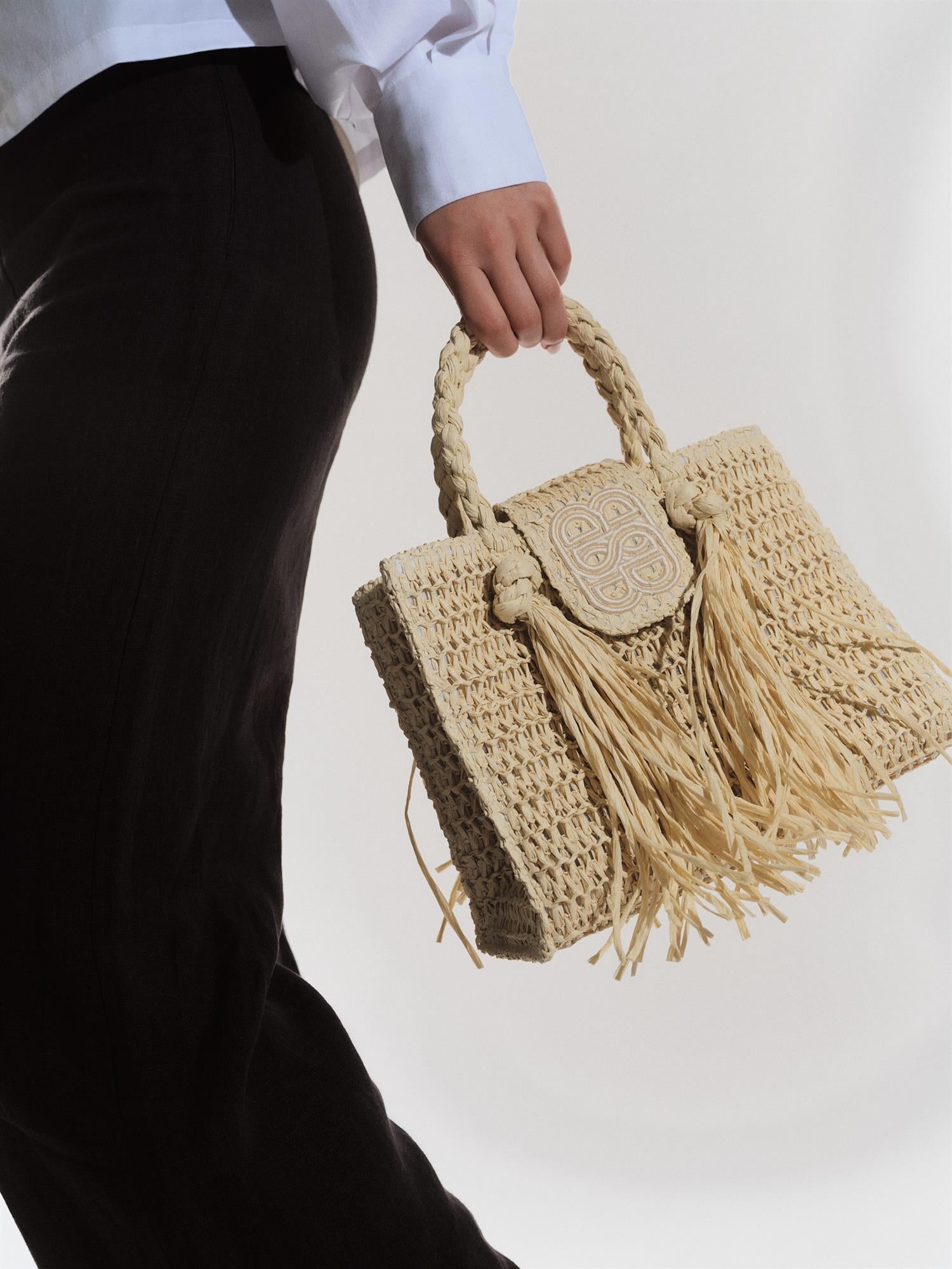 Sigrid Straw Bag Beige - Beige