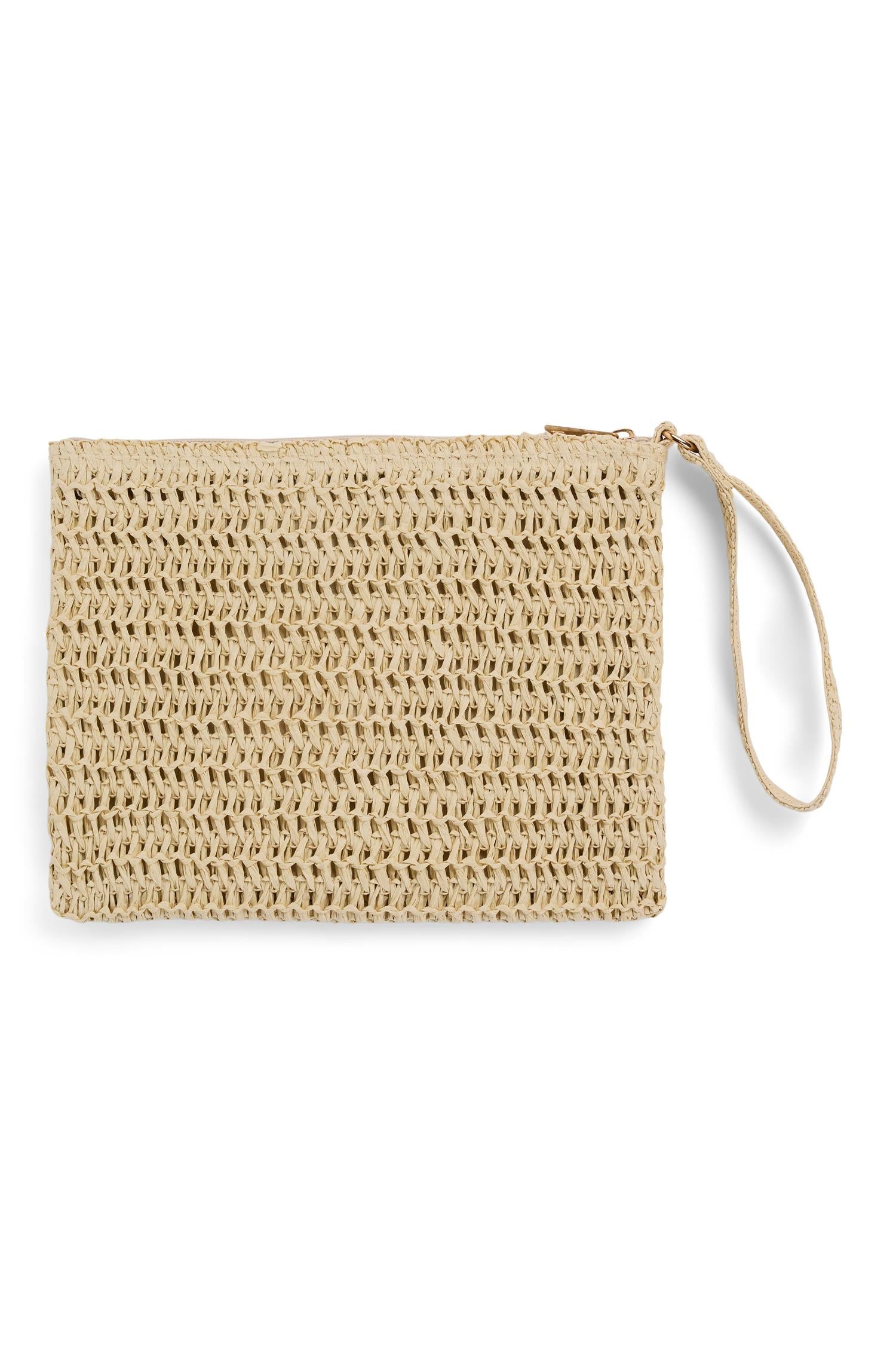 Mim Straw Clutch Beige - Beige