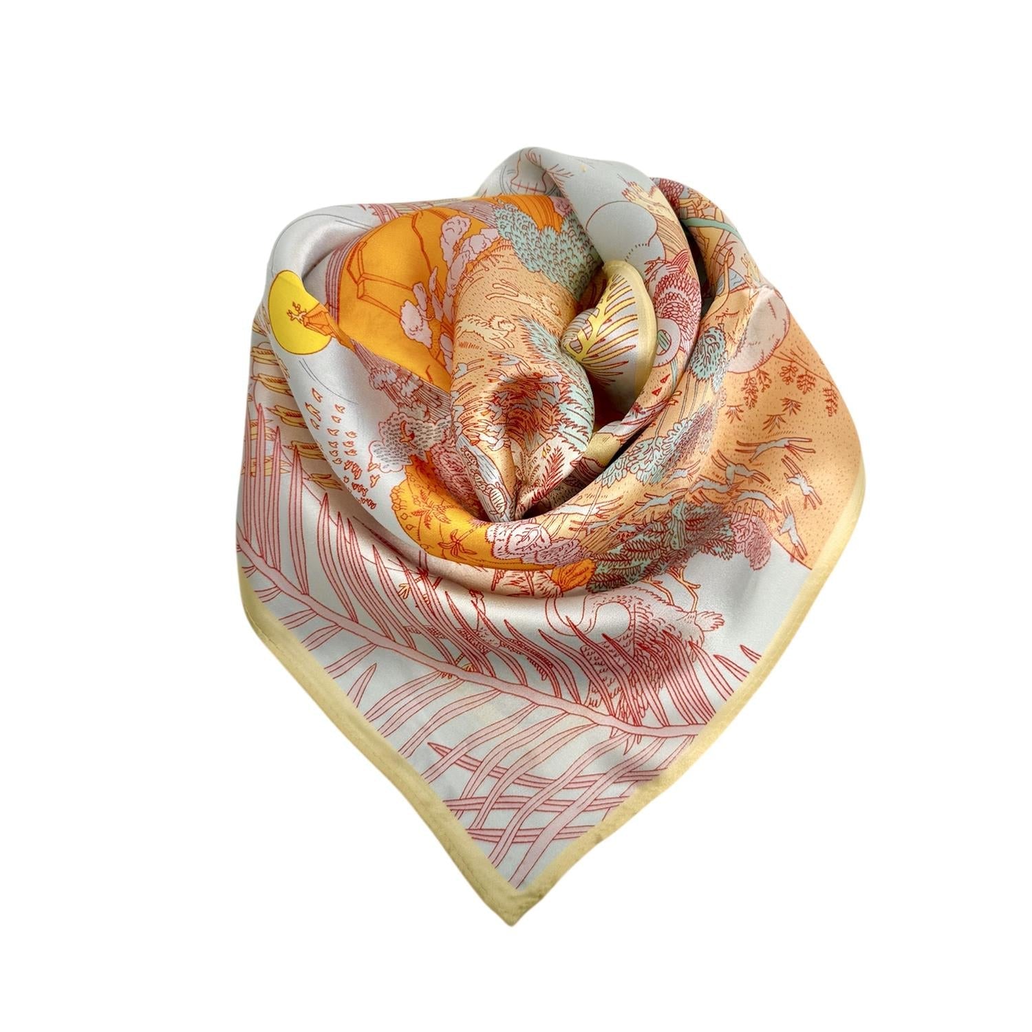 Silk Scarf 53x53 Light Pastel Multicolor - Gold
