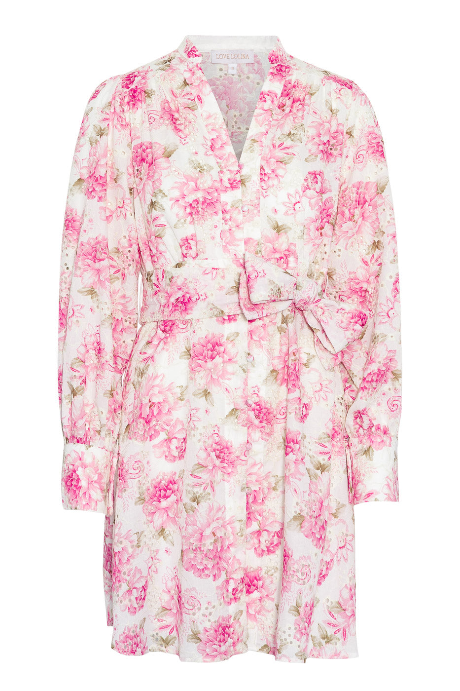 Lenna Mini Dress Peony Pop Pink - White
