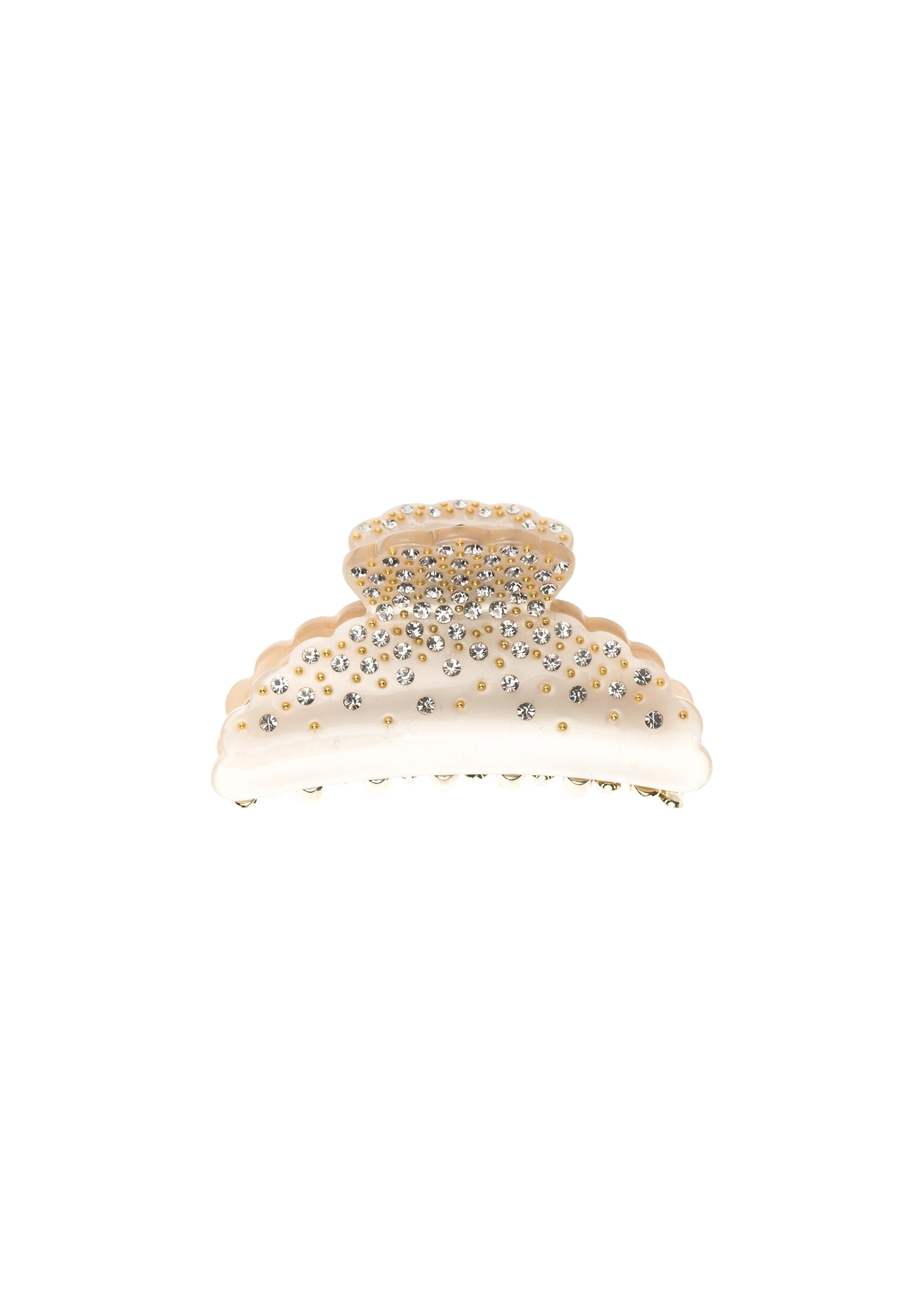 Crystal Hair Claw Large Sand - Beige