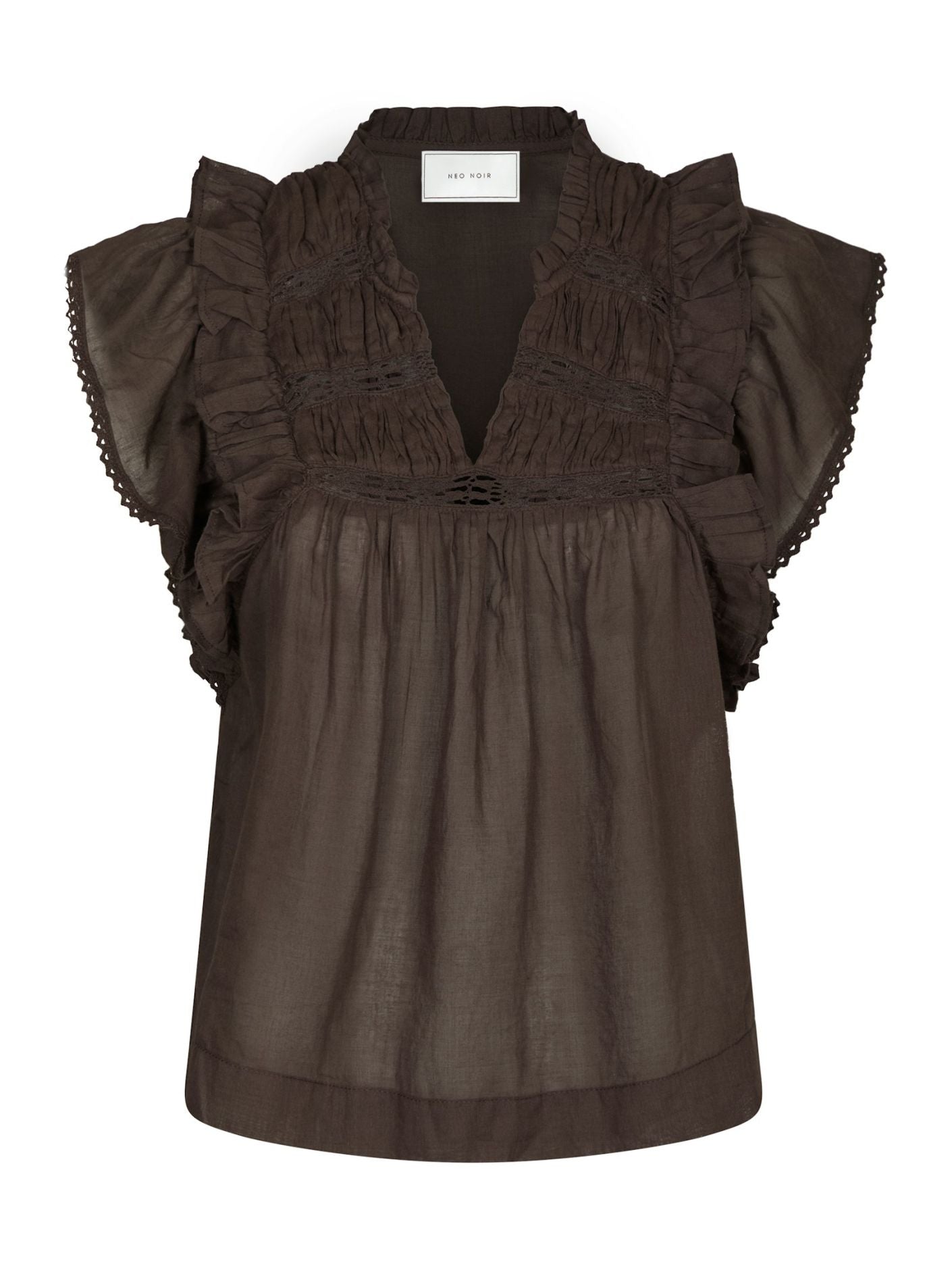 Jayla S Voile Top Dark Brown - Chocolate