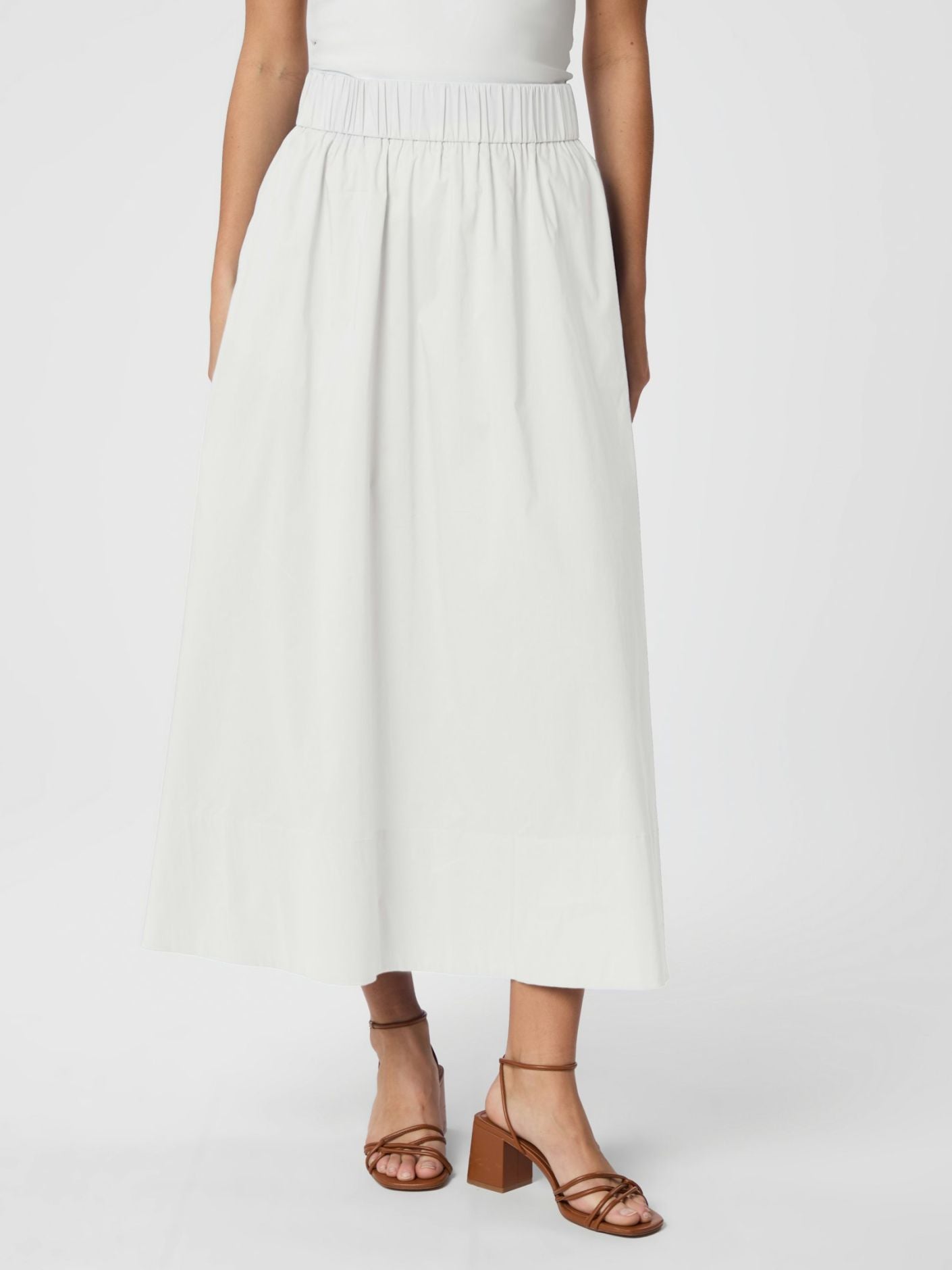 Yara Long Poplin Skirt White - White