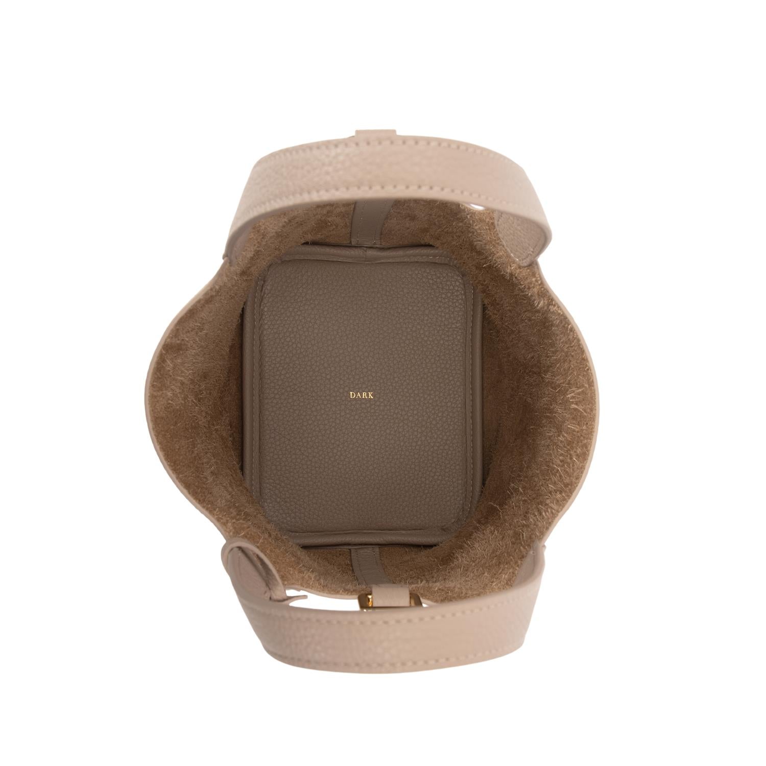 Leather Bucket Bag Mini Dark Sand - Beige