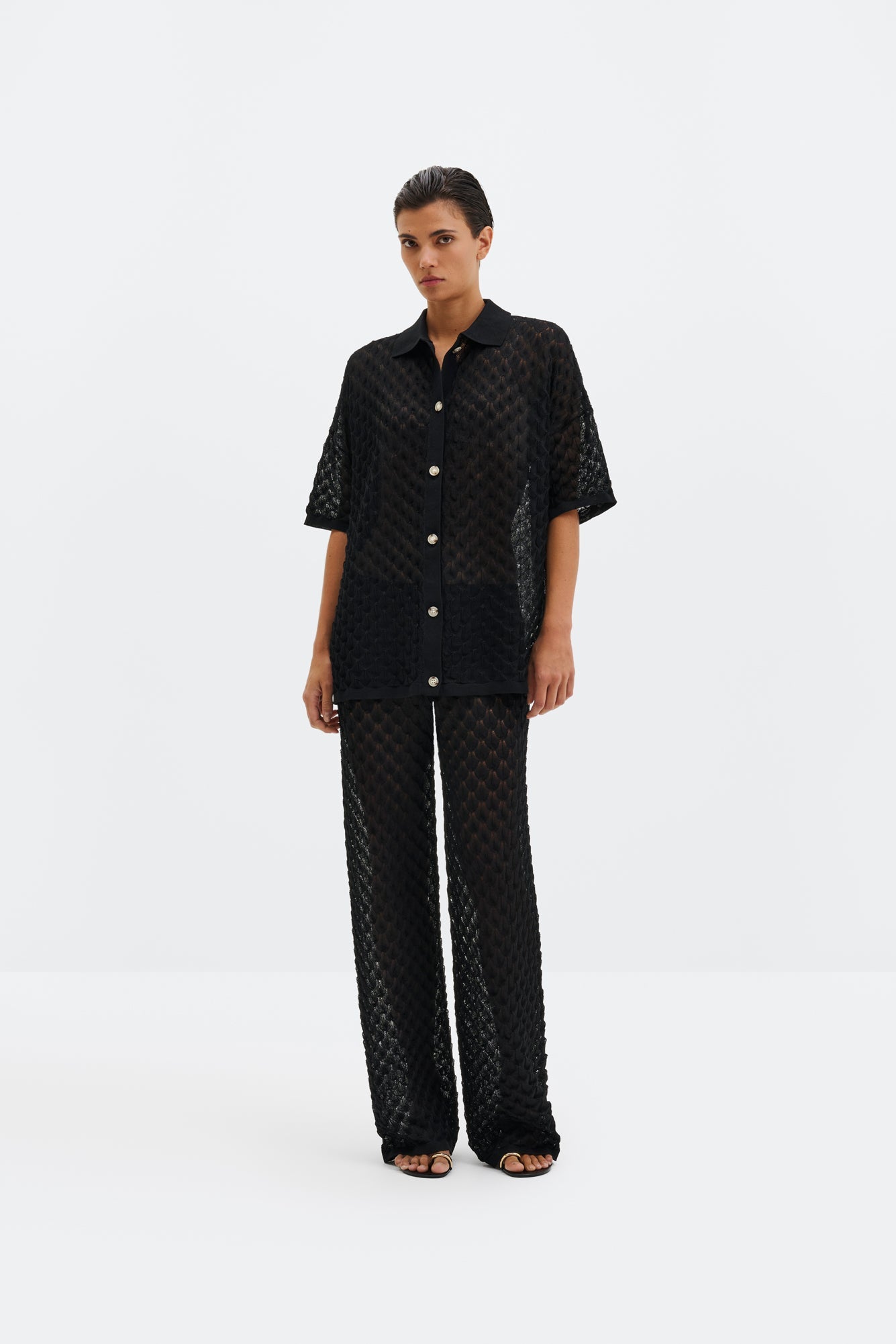 Alissa Knitted Pants Black - Black