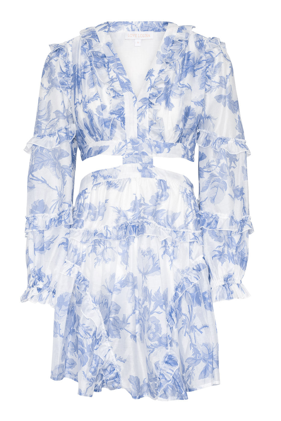Kelly Mini Dress Bluebell Bliss - White
