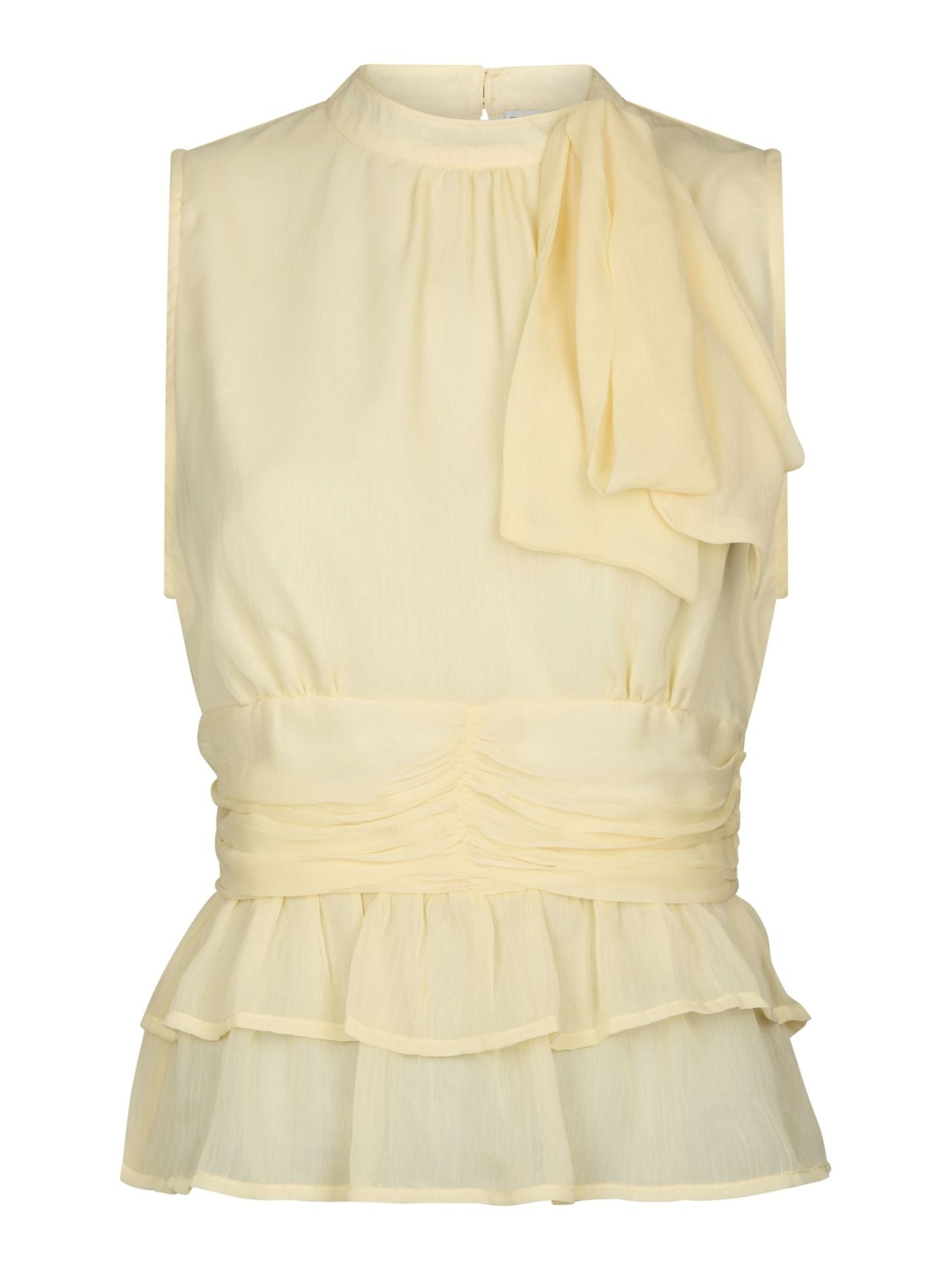 Ansol Solid Chiffon Top Light Yellow - Cream