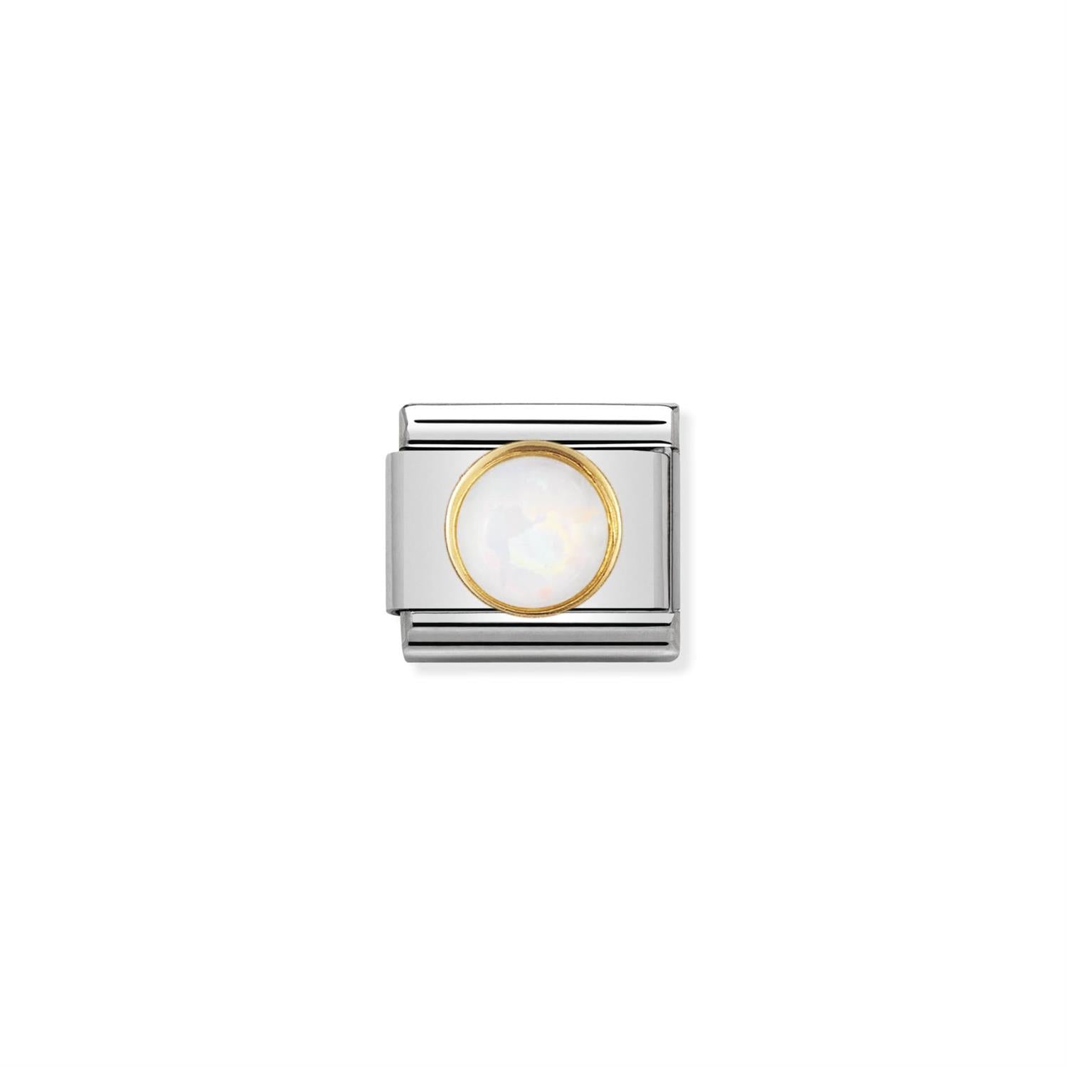 White Opal Link Charm for Composable Bracelet - Silver