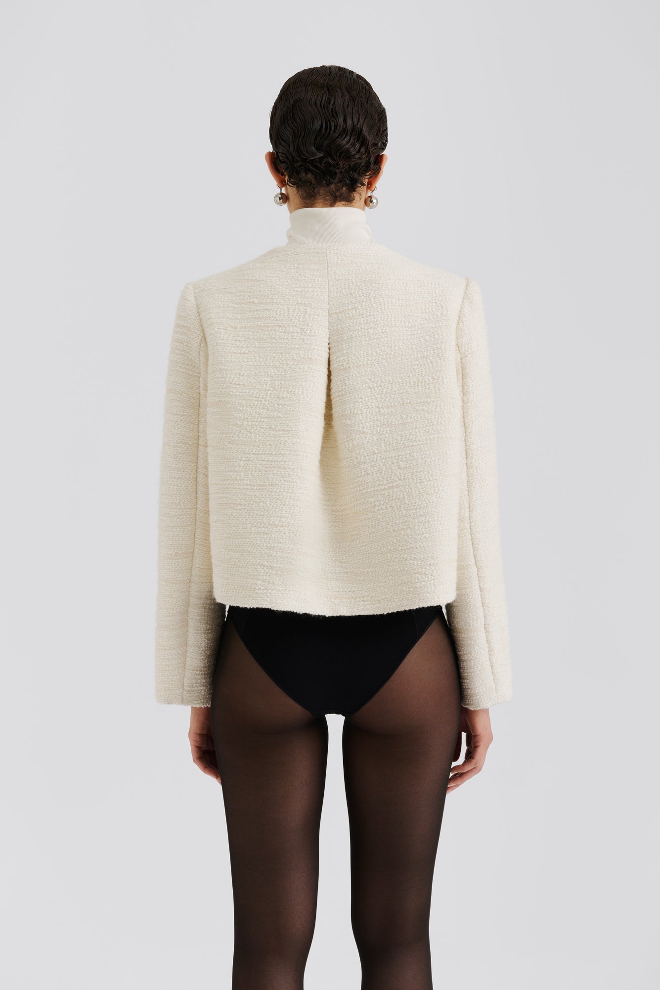 Ruthie Cropped Boucle Blazer Vanilla - Cream