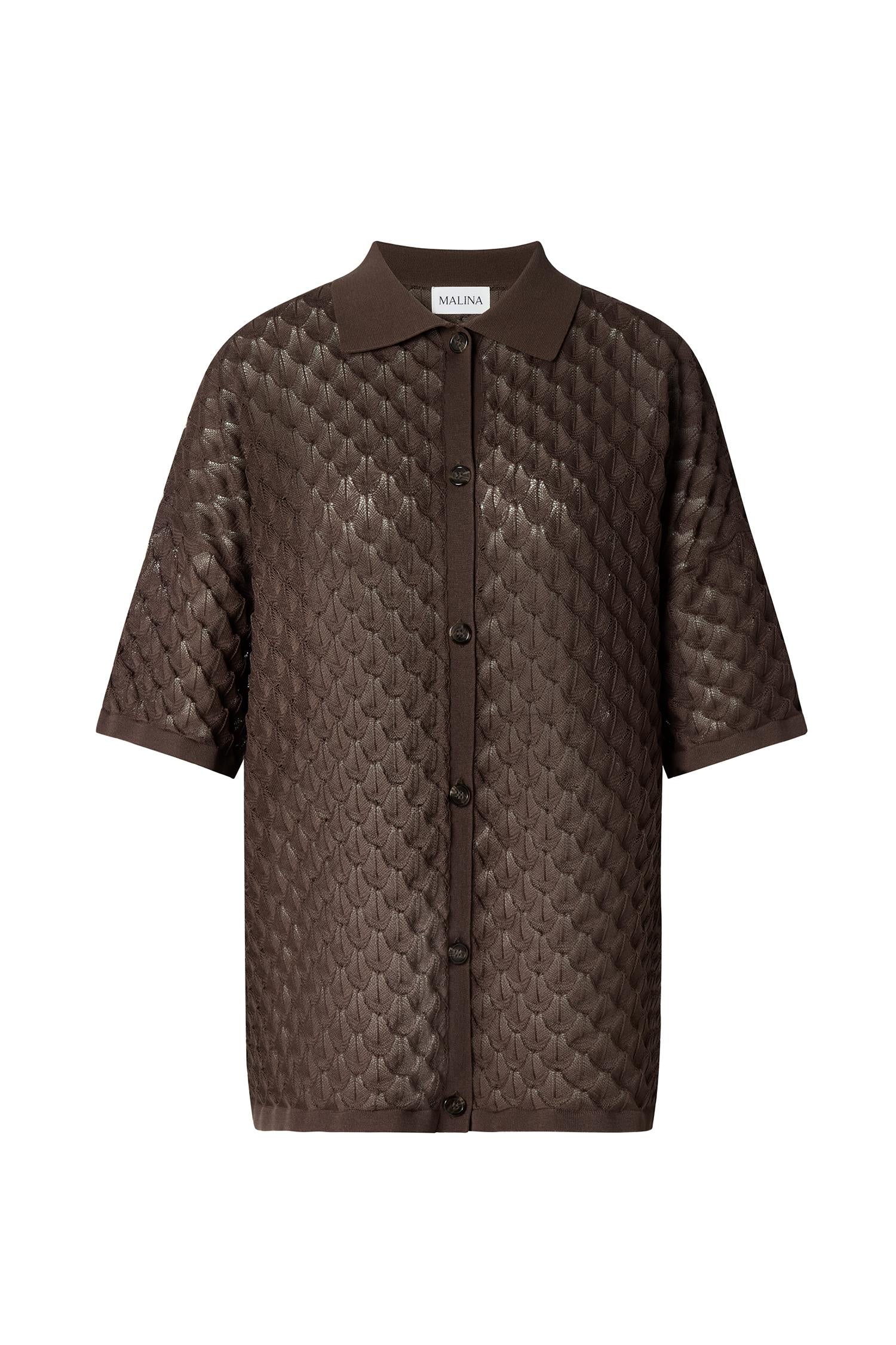 Moa oversized knitted shirt chocolate - Chocolate