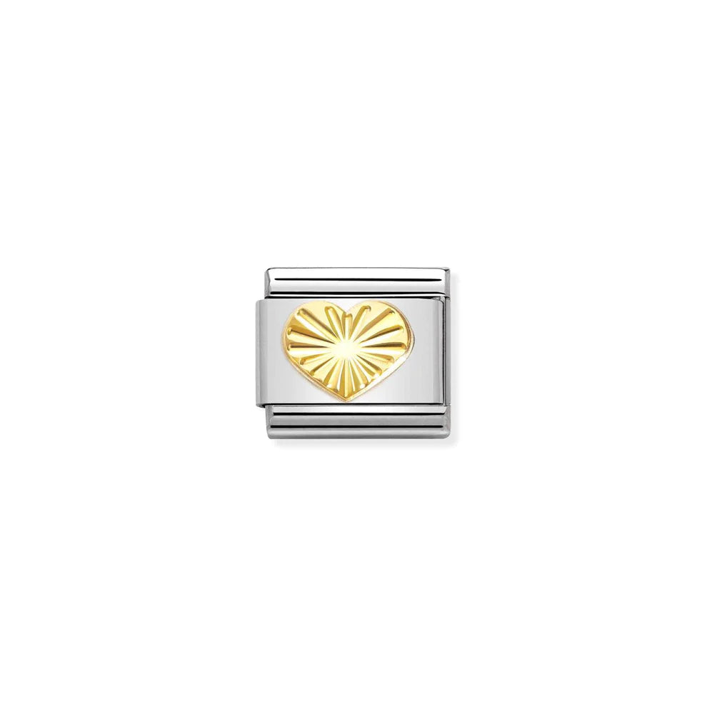 Heart Etched Link Charm - Silver