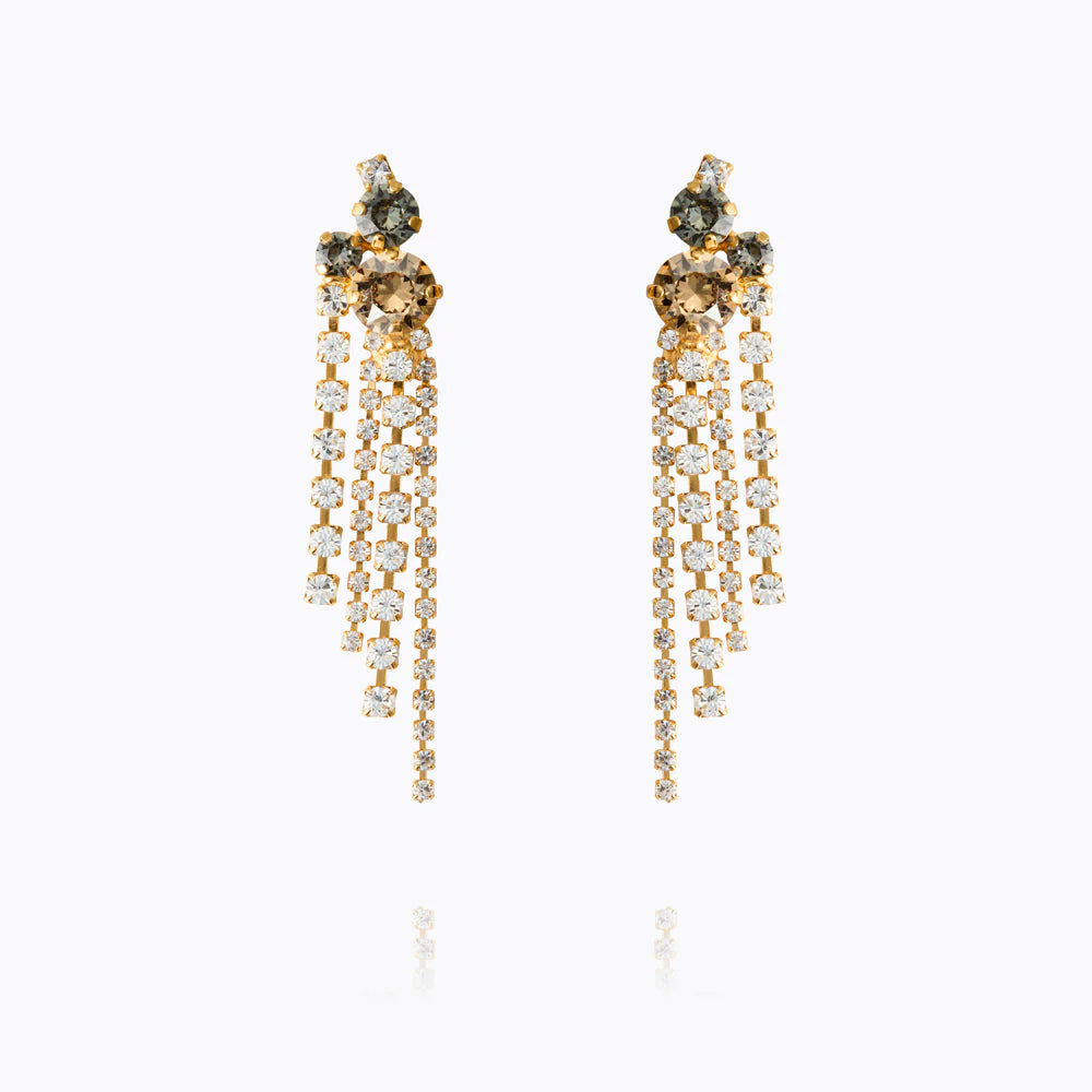 Amy Earrings Gold Black Combo - Gold
