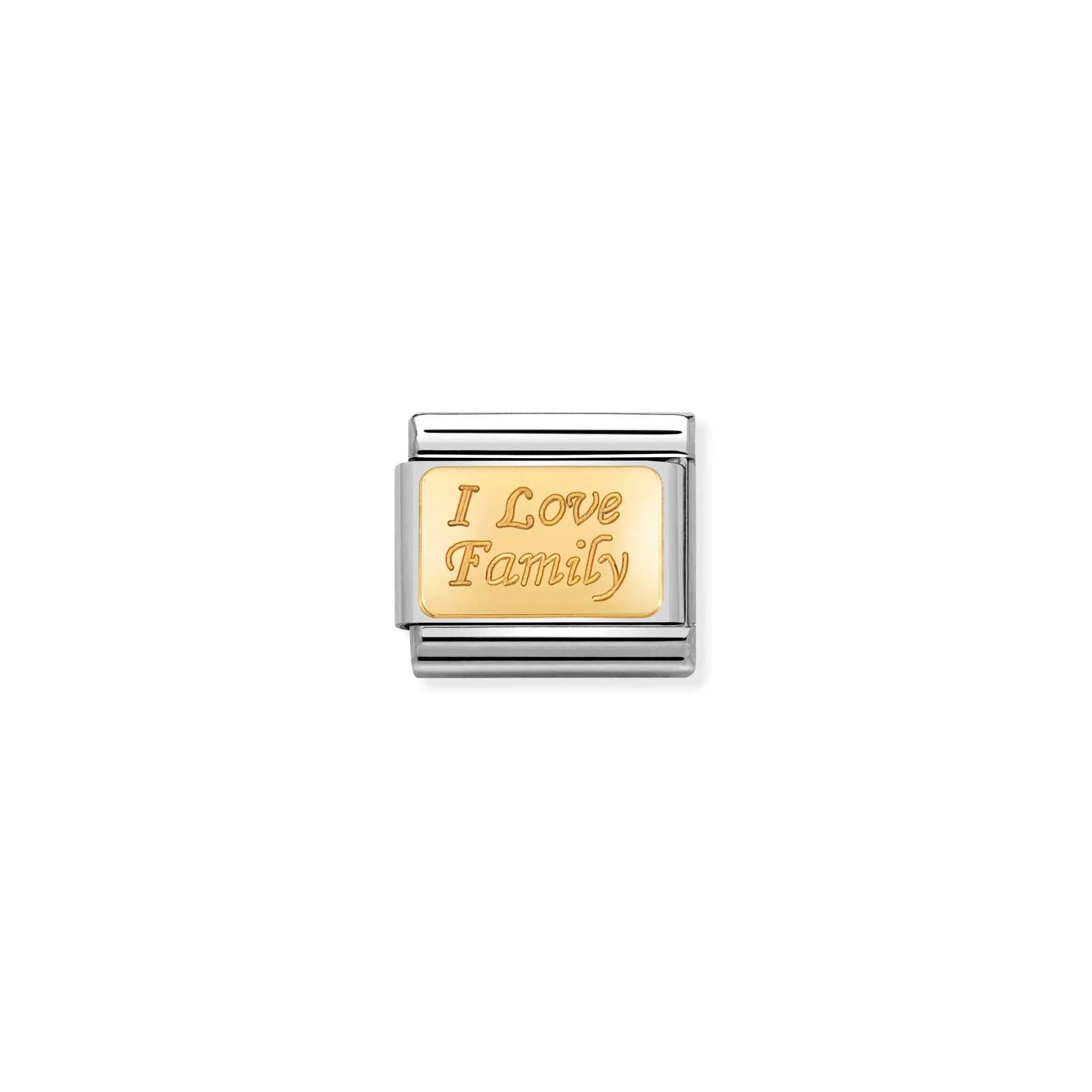 I Love Family Gold Link Charm - Gold