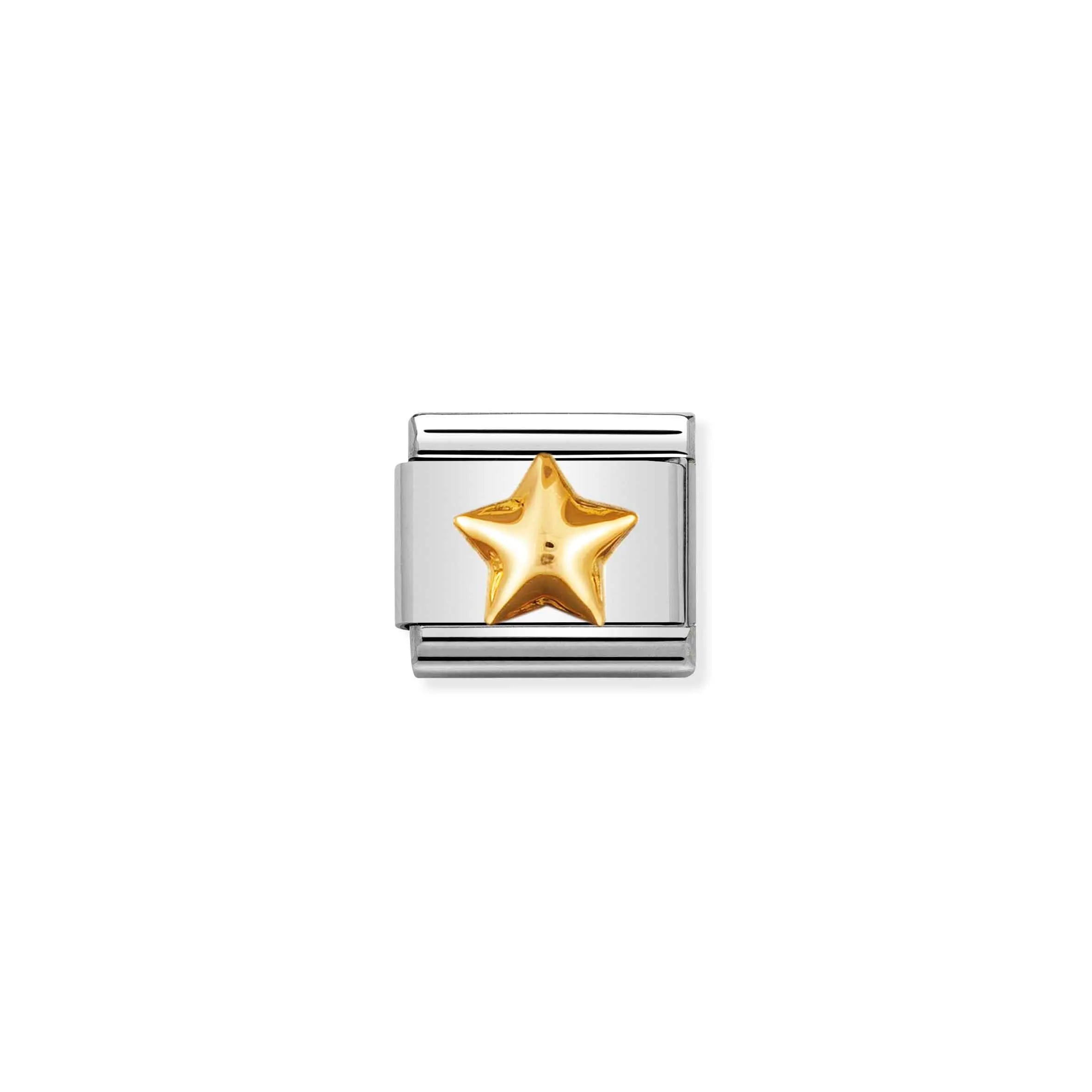 Raised Star Gold Link Charm - Silver