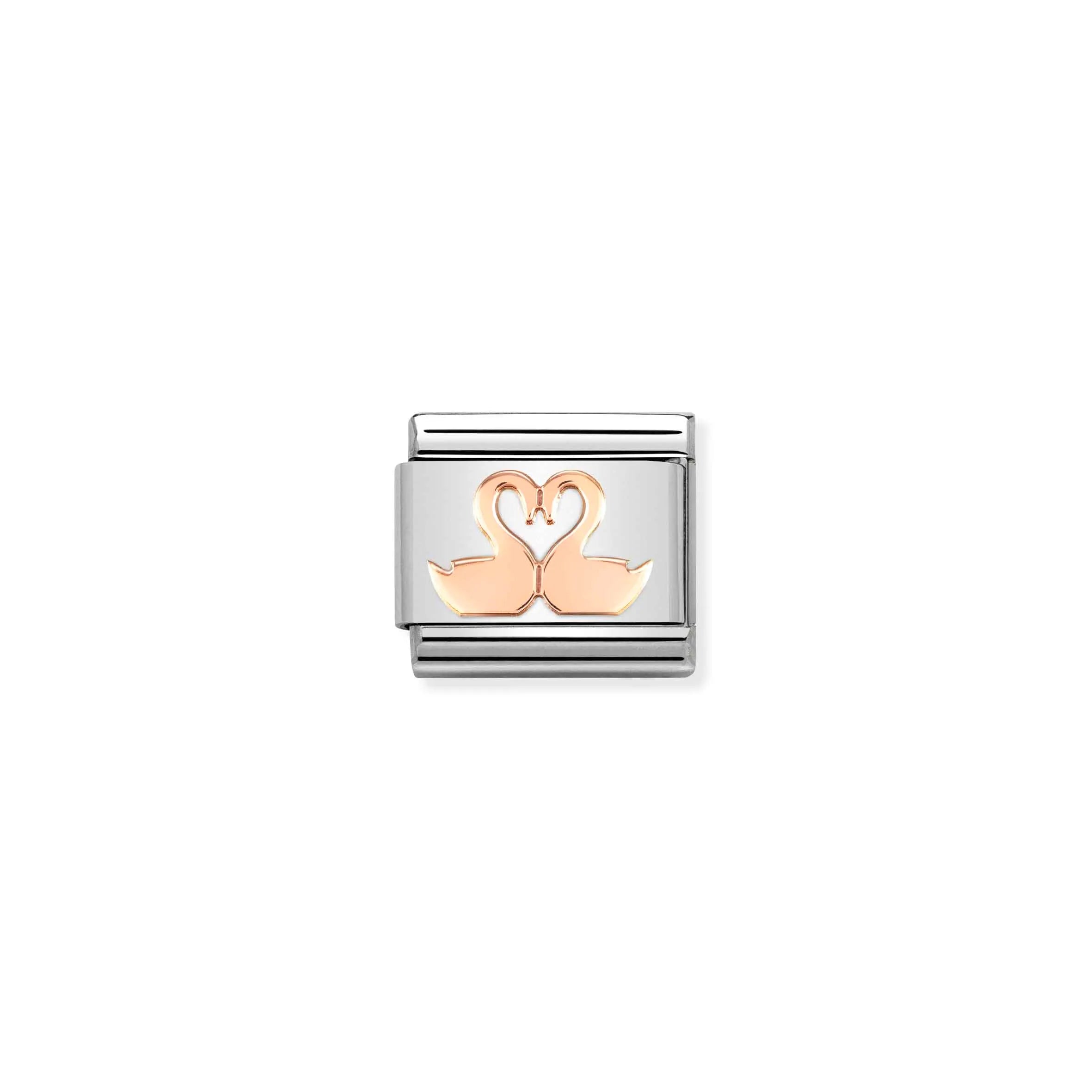 Swans Rose Gold Link Charm - Silver
