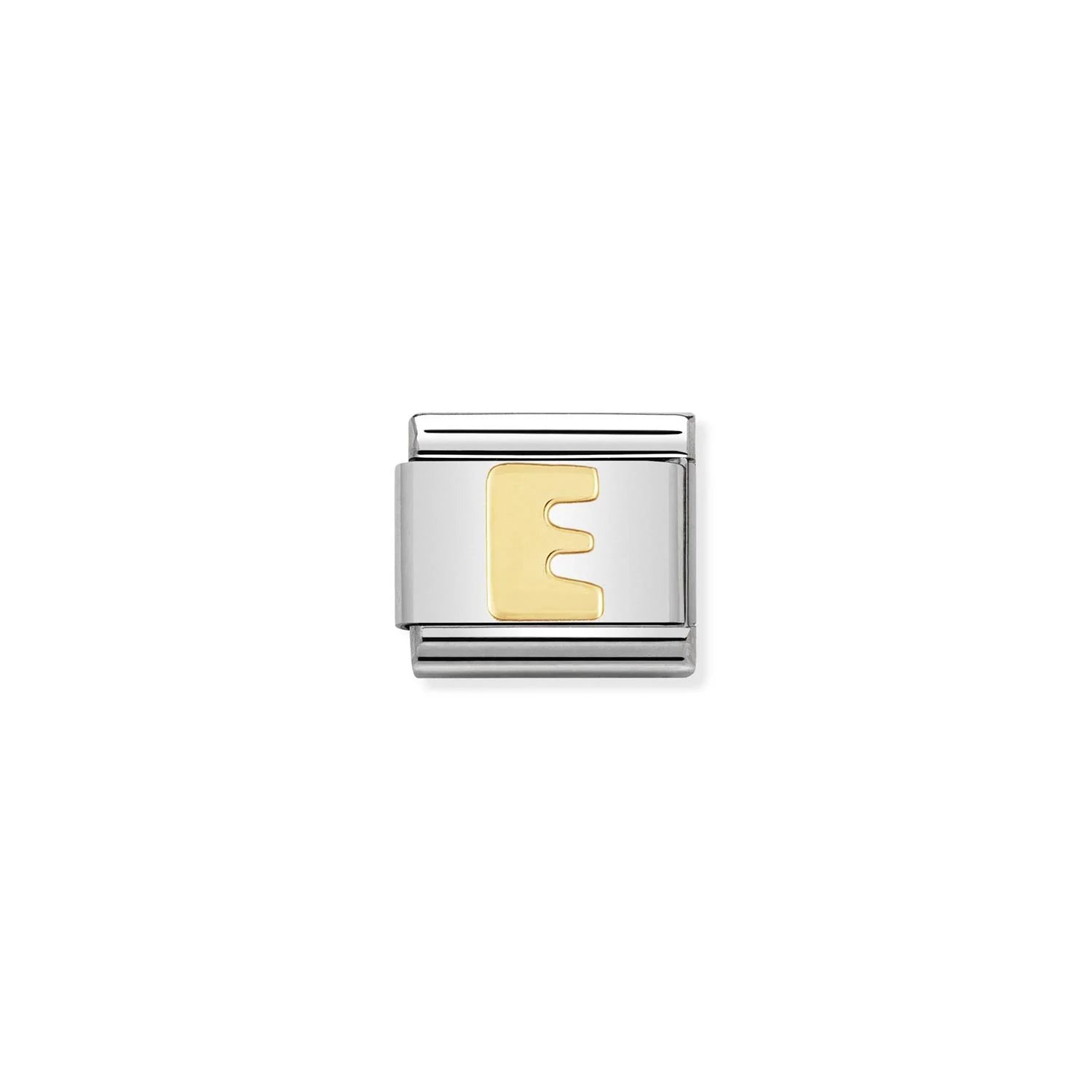 Letter E Gold Link Charm - Silver