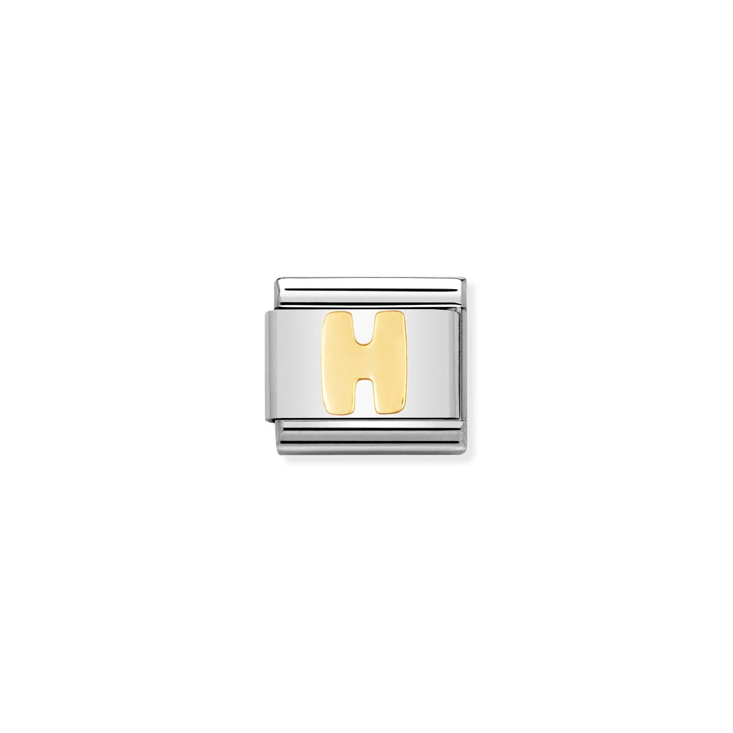 Letter H Gold Link Charm - Silver