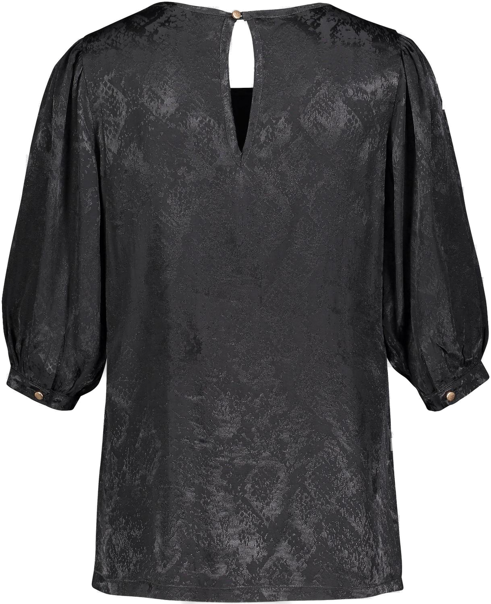 Jamila jacquard blouse with 3/4 sleeves - Black