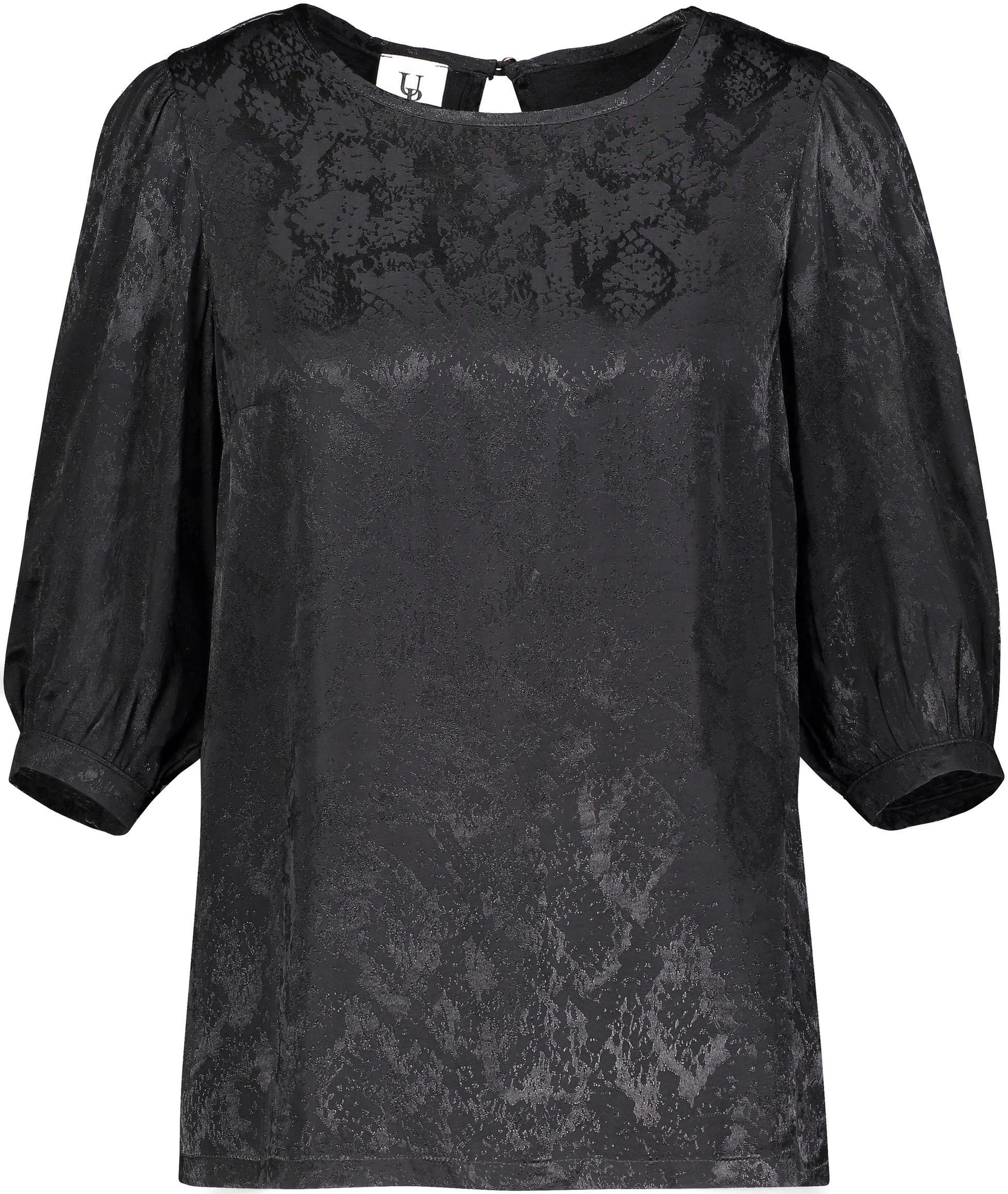 Jamila jacquard blouse with 3/4 sleeves - Black
