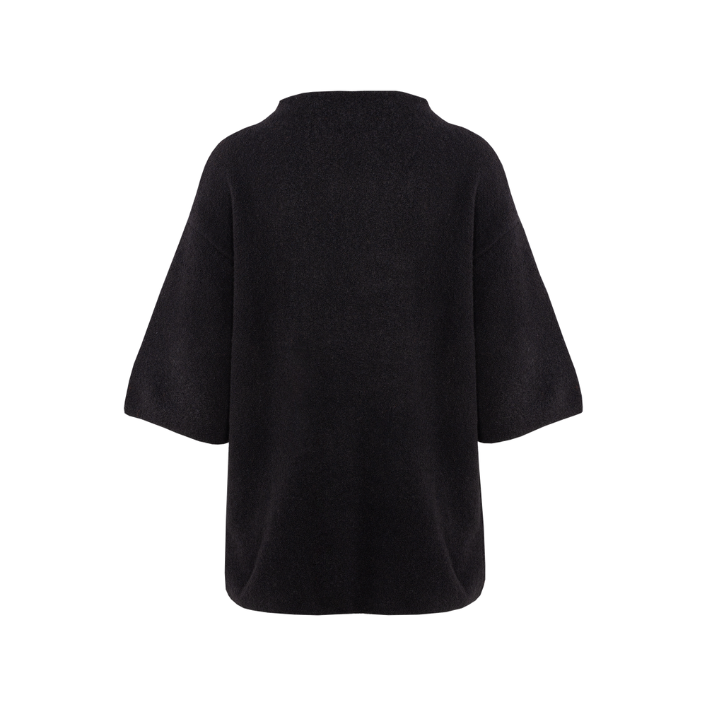Marygrace Teddy knitted sweater with turtle neck and mid length sleeve - Black