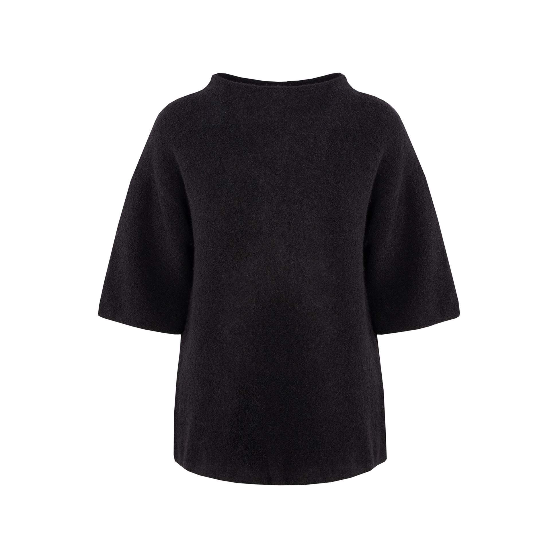 Marygrace Teddy knitted sweater with turtle neck and mid length sleeve - Black