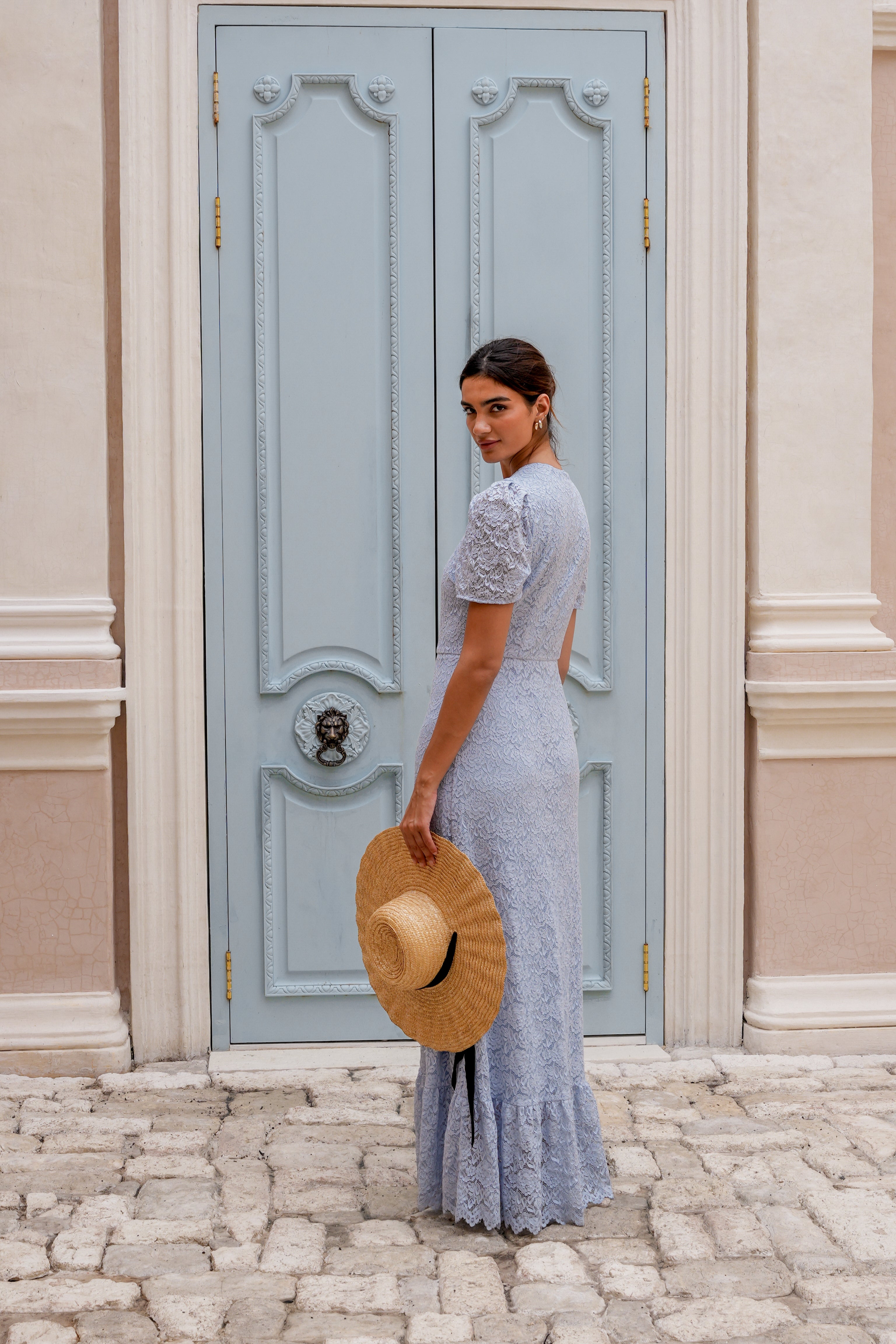 Stassie Maxi Dress Summerlace Sky - Sky Blue