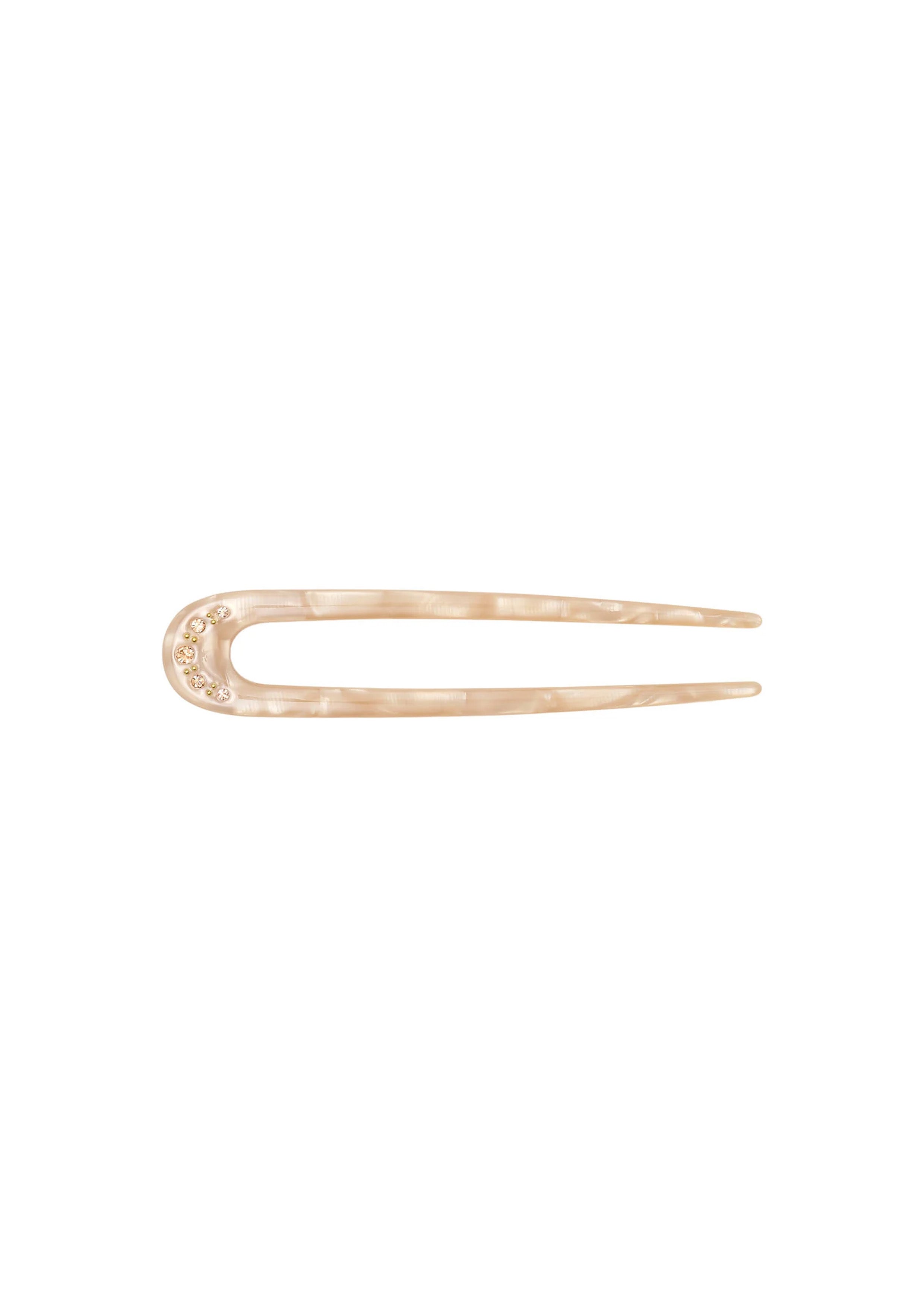 Sunny Crystal Hair Pin Almond Mop - Beige