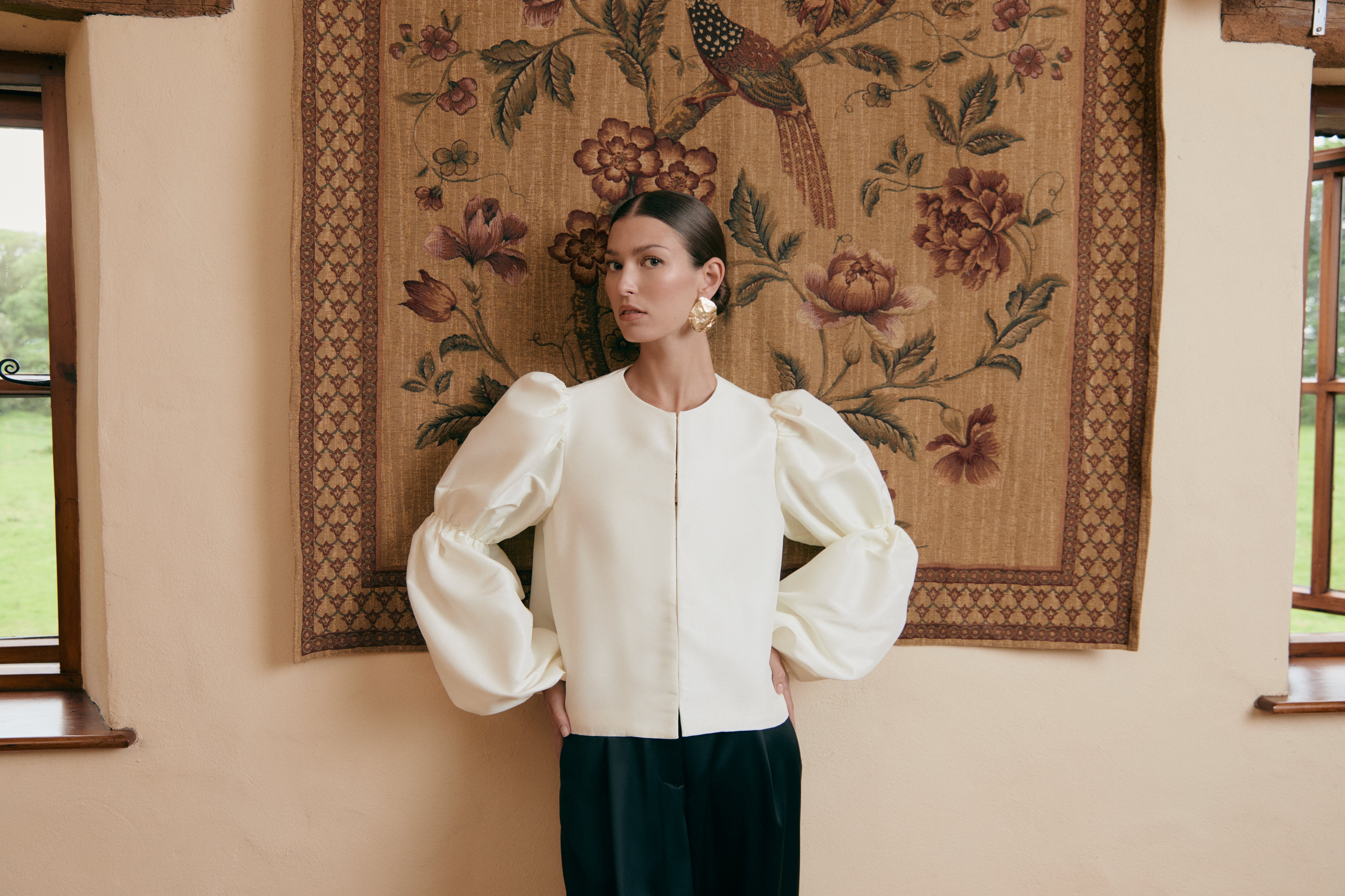 Zoey Double Pouf Sleeve Blouse Vanilla - Cream