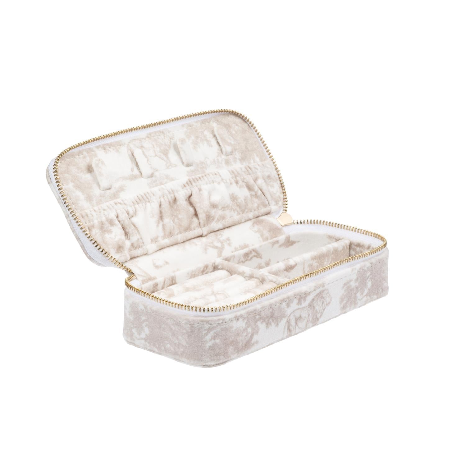 Velvet Jewellery Box Mini Sand Savannah Pattern - Beige
