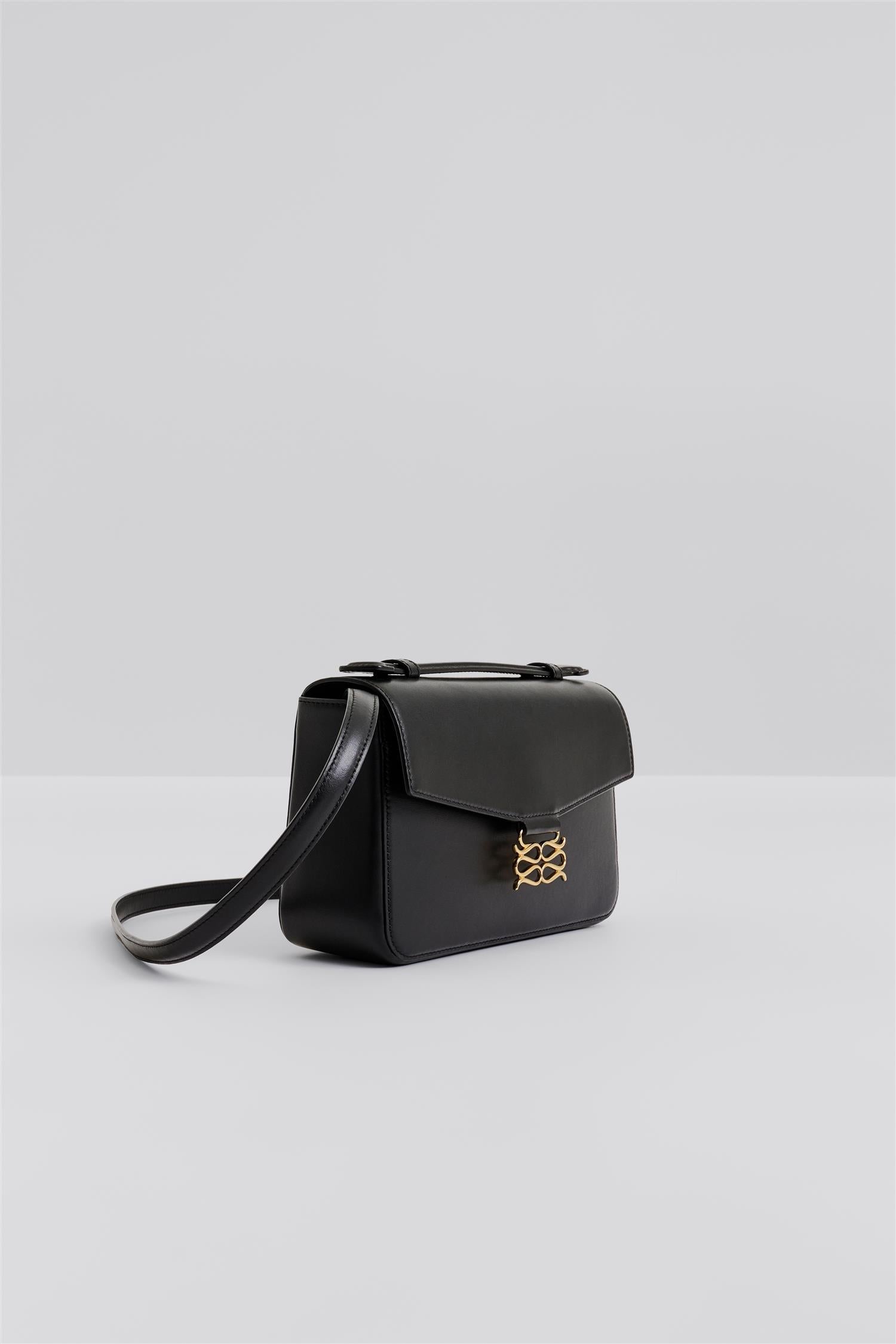 Monogram Leather Shoulder Bag Black - Black
