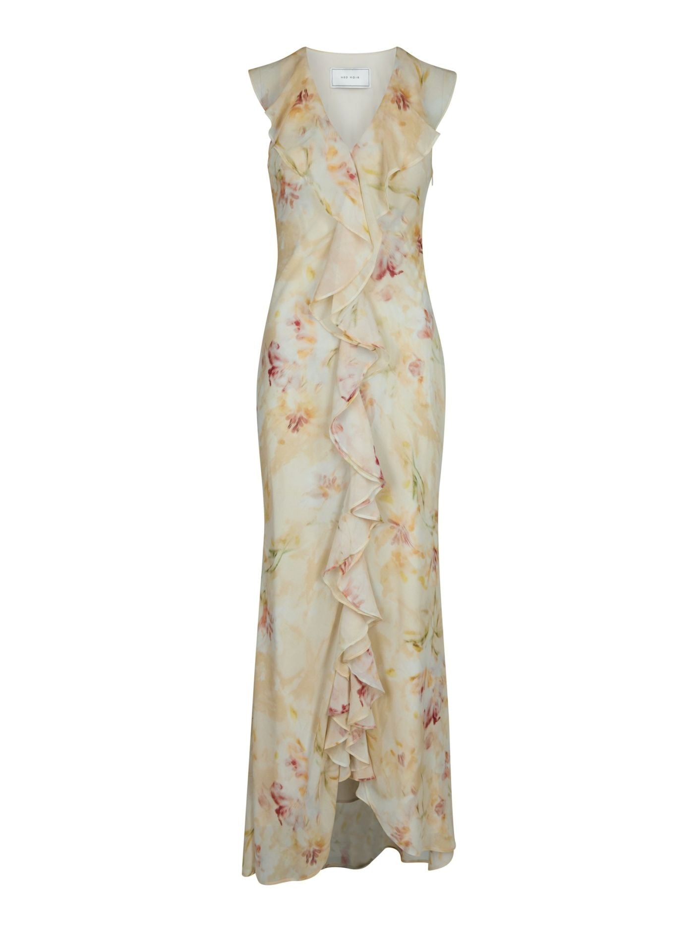 Zella Chiffon Print Dress Dusty Yellow - Beige