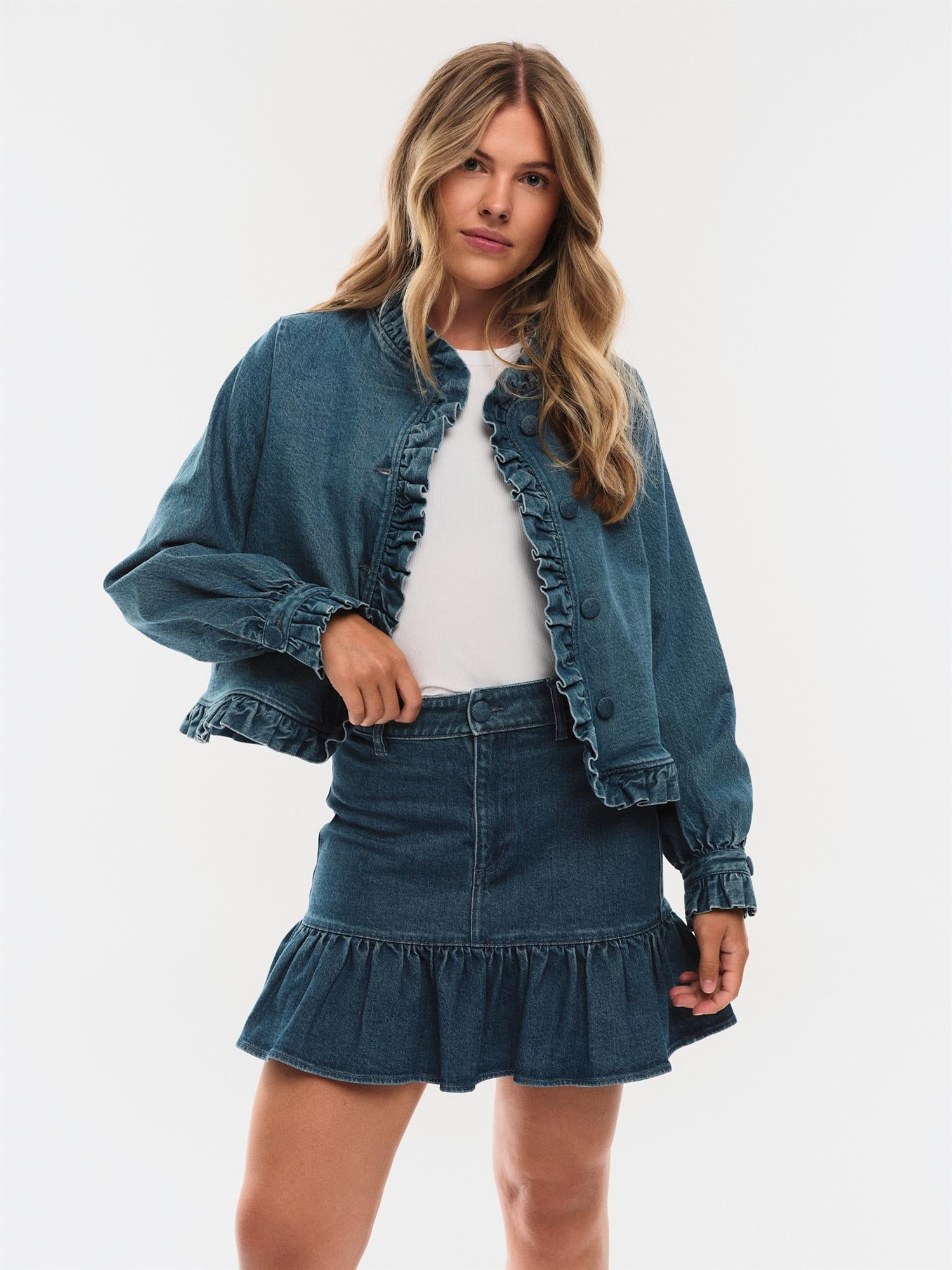 Kajsa Denim Skirt Denim Medium Wash - Denim