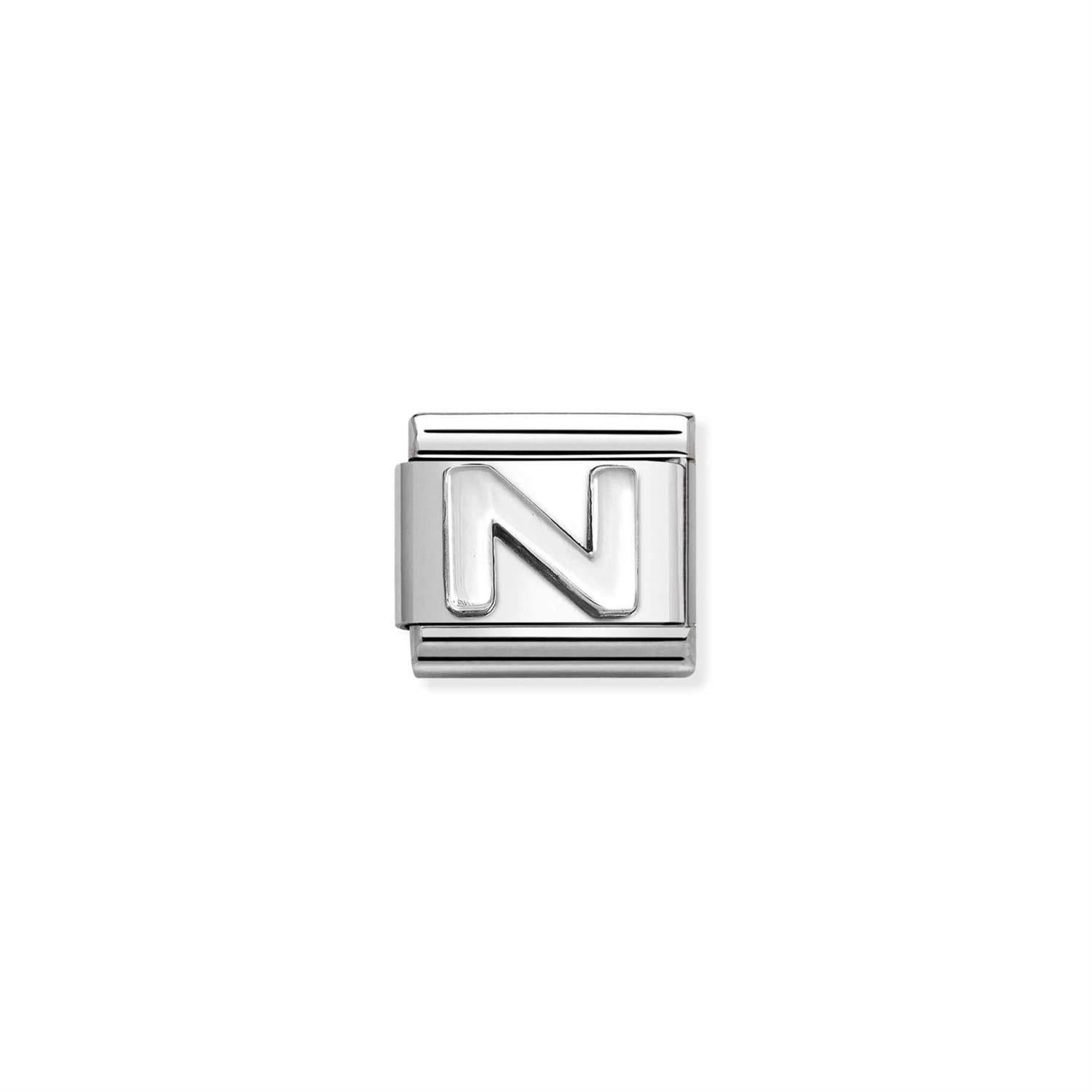 Letter N Silver Charm - Silver