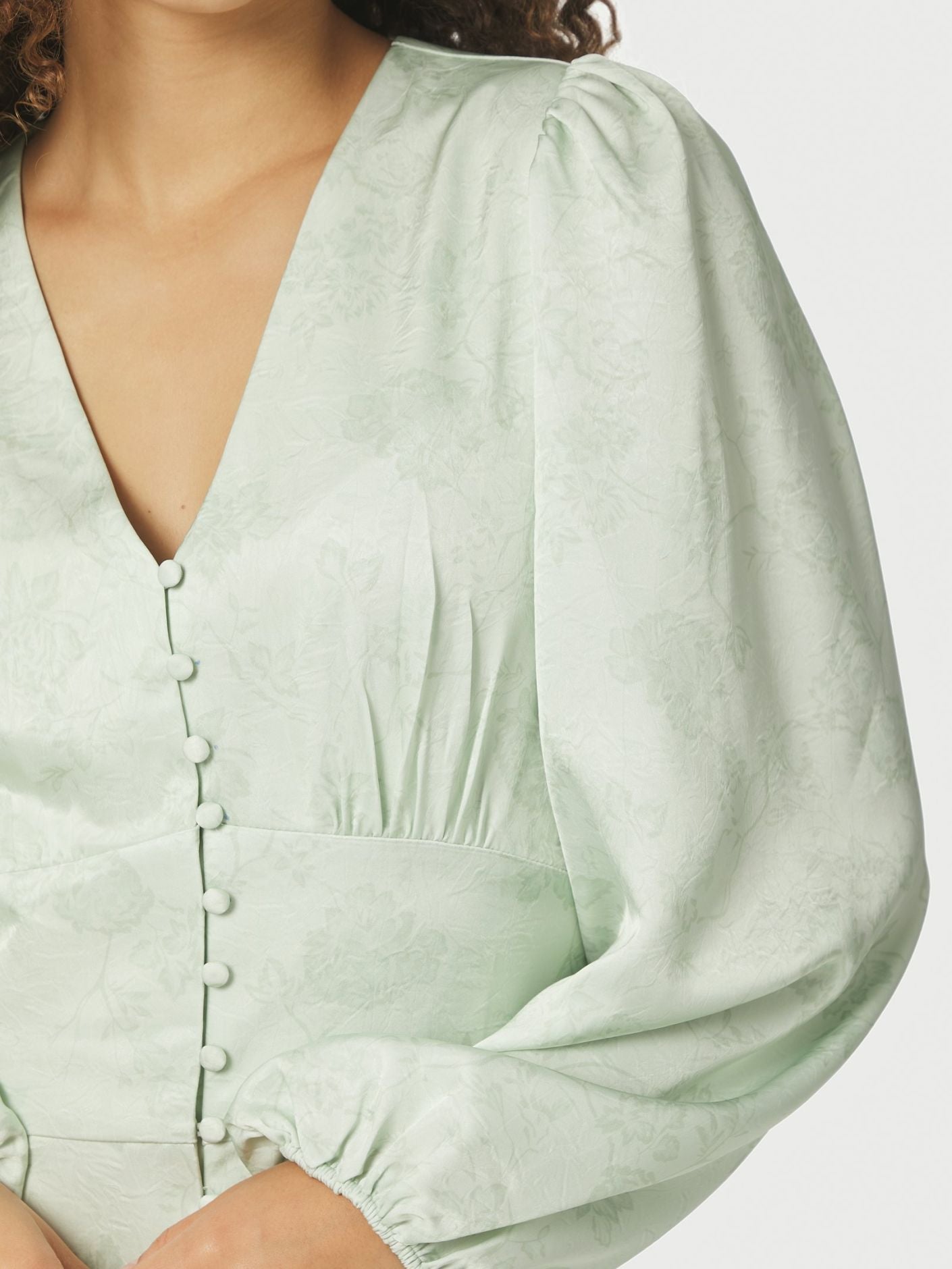 Alto Pattern Sateen Dress Light Green - Sage