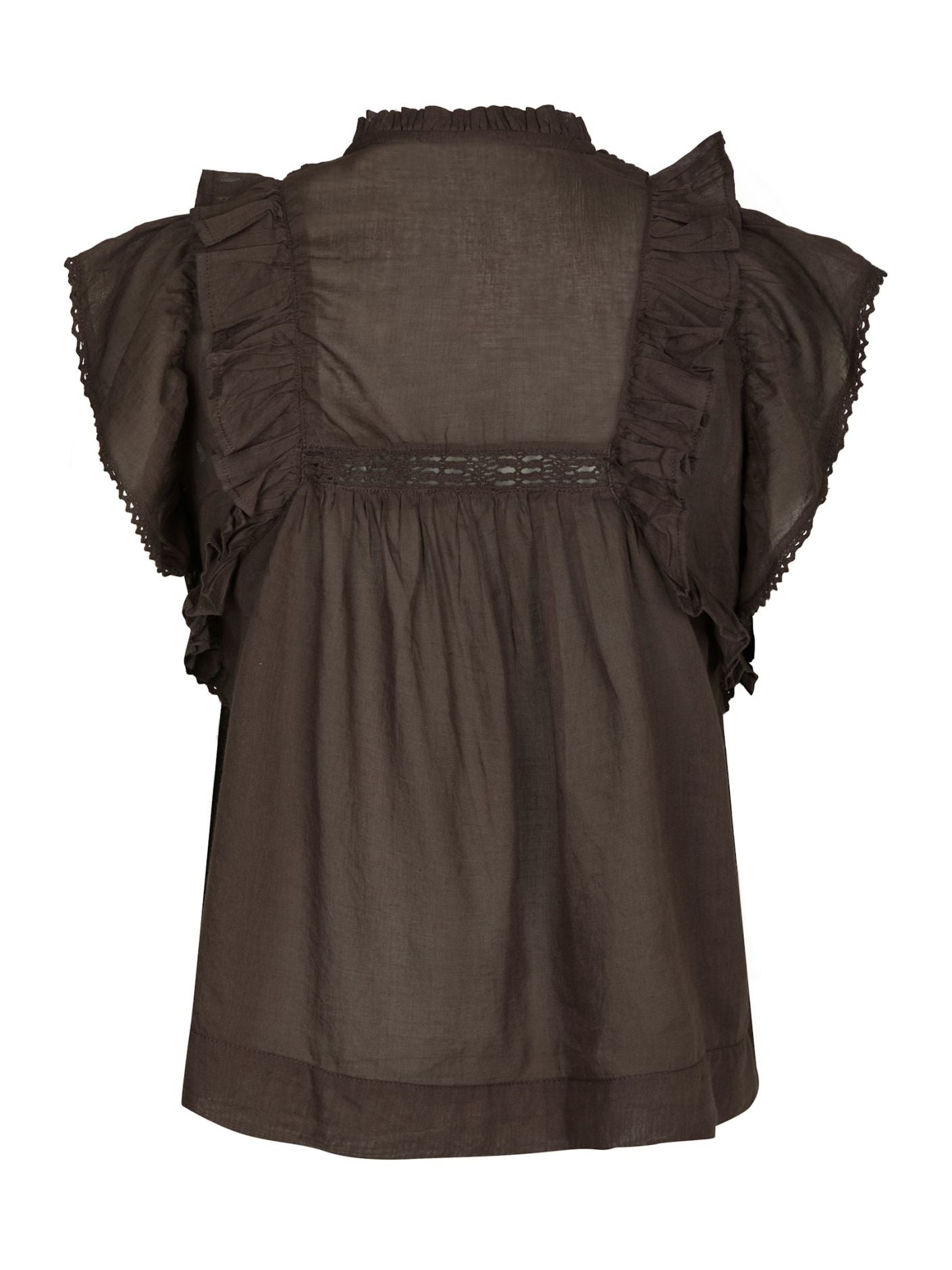 Jayla S Voile Top Dark Brown - Chocolate