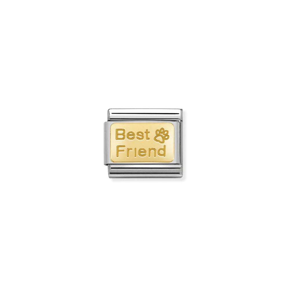 Best Friend w/ Footprint Gold Link Charm - Gold