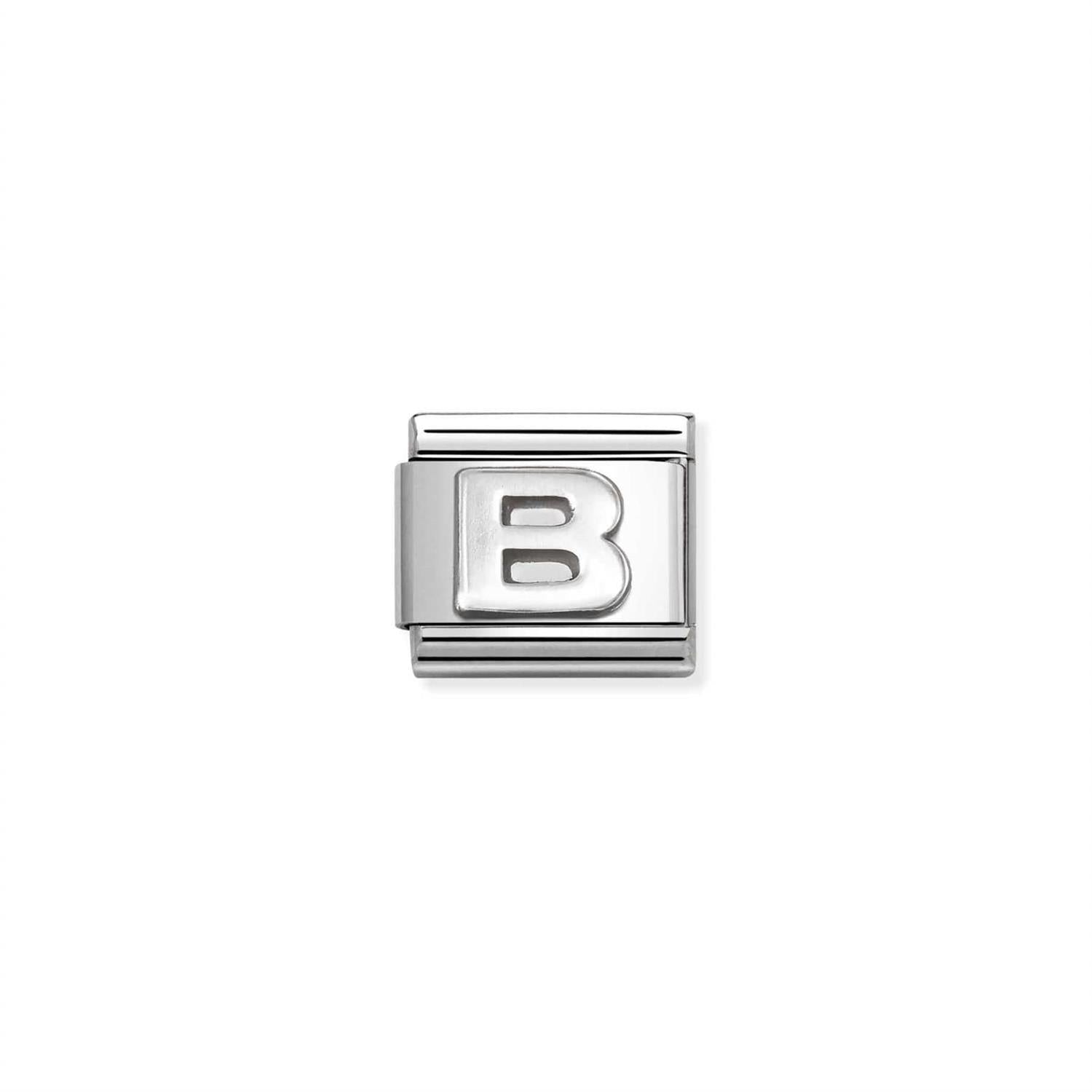 Letter B Silver Link Charm - Silver