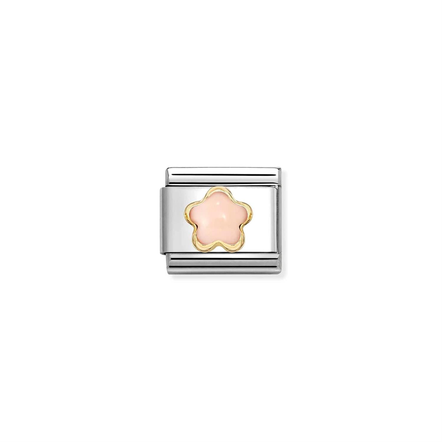 Flower Stones Pink Coral Link Charm - Pink