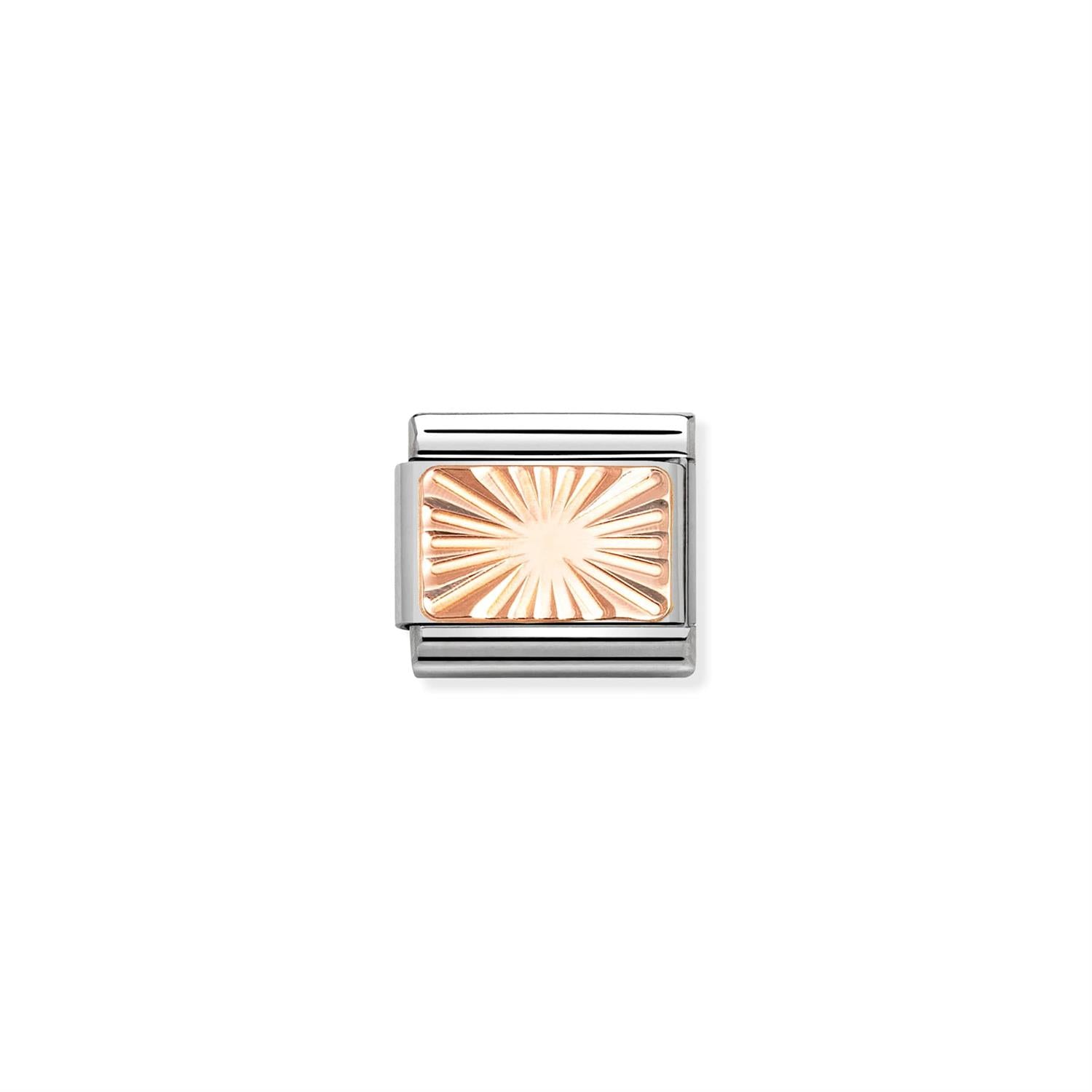 Diamond Plate Rose Gold Link Charm - Gold