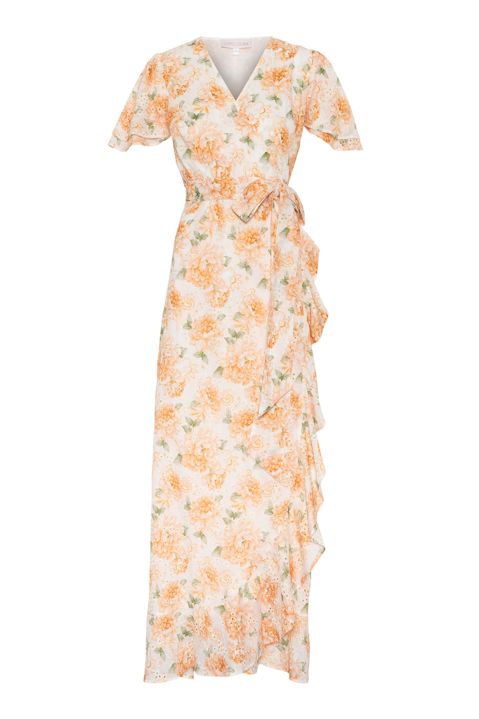 Gabriella Maxi Dress Peony Pop Orange - White