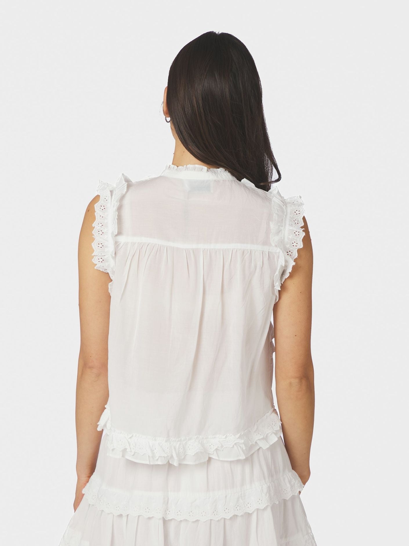 Celia ruffle top white - White