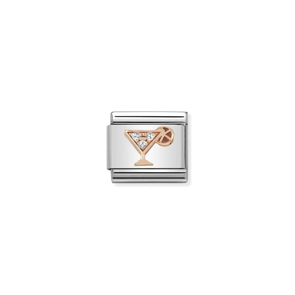 Cocktail Rose Gold Link Charm - Silver