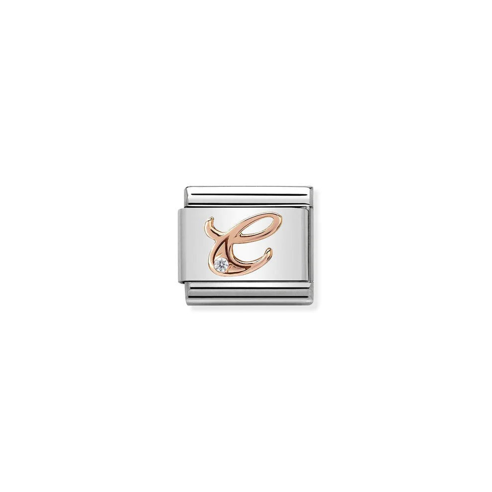 Letter C with Cubic Zirconia Rose Gold - Silver