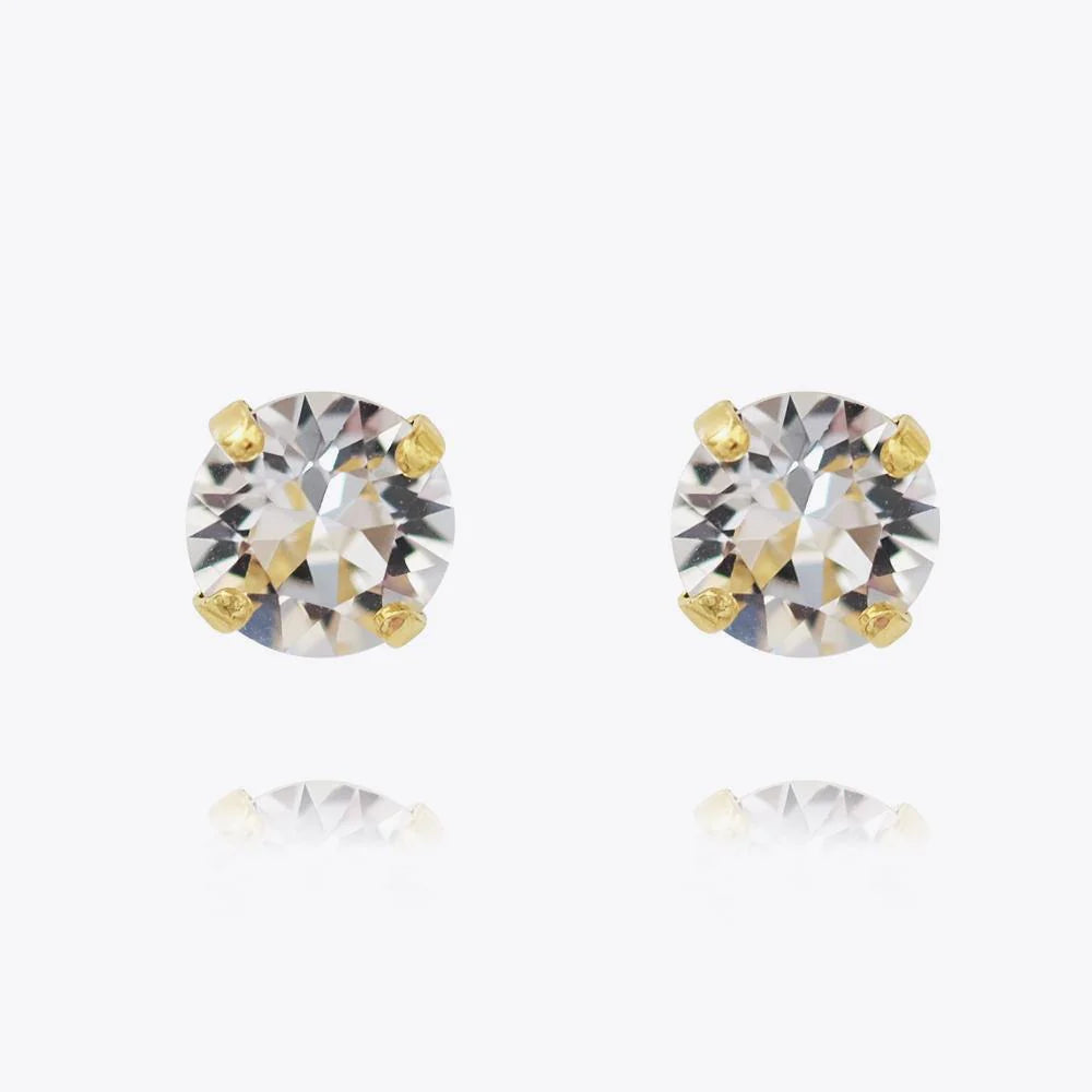 Classic Stud Earrings Gold Crystal - Gold