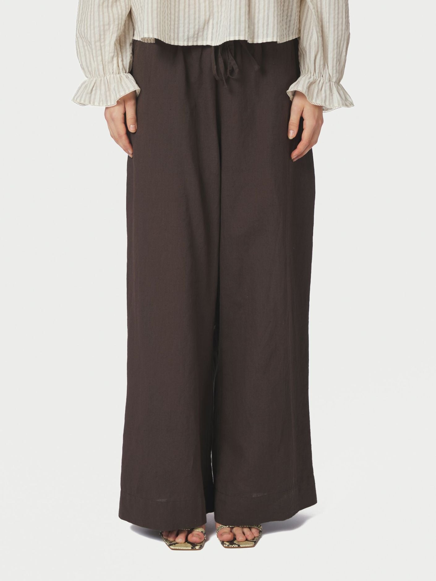 Heifa Linen Pants Dark Brown - Chocolate