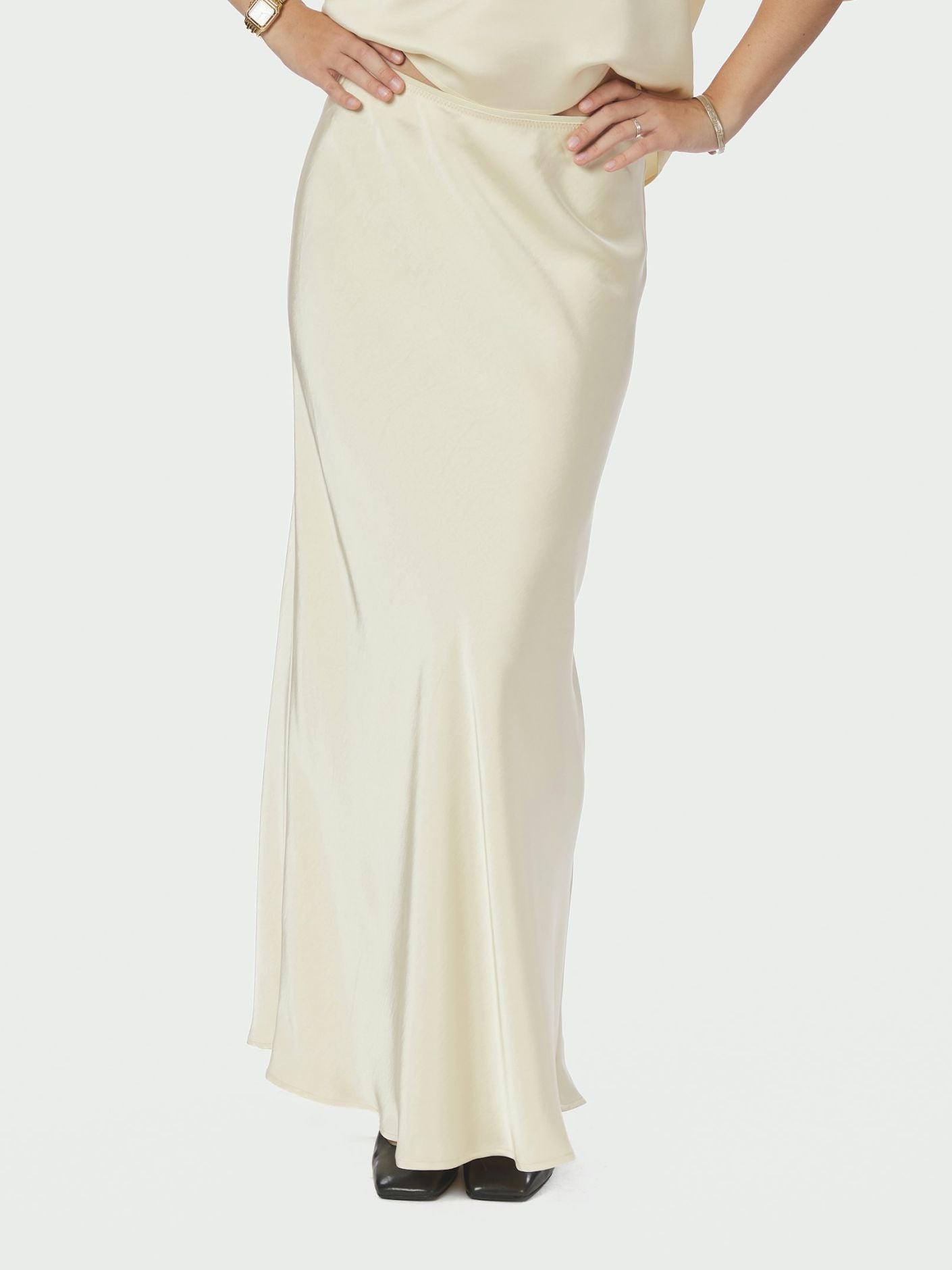 Vicky Heavy Sateen Skirt Light Yellow - Cream
