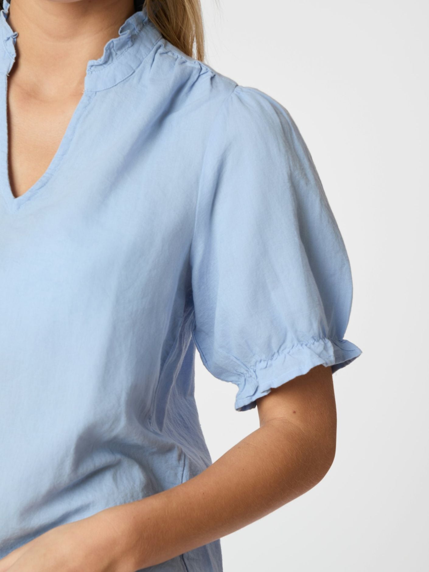 Odesa Linen Blouse Light Blue - Sky Blue