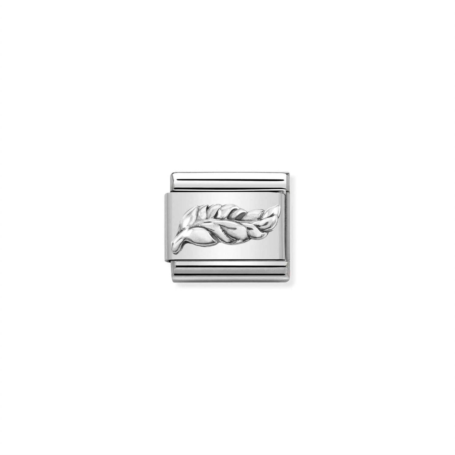 Feather Silver Link Charm - Silver