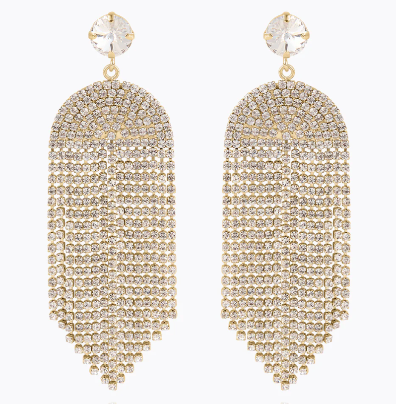 Melinda Earrings Gold Crystal - Gold